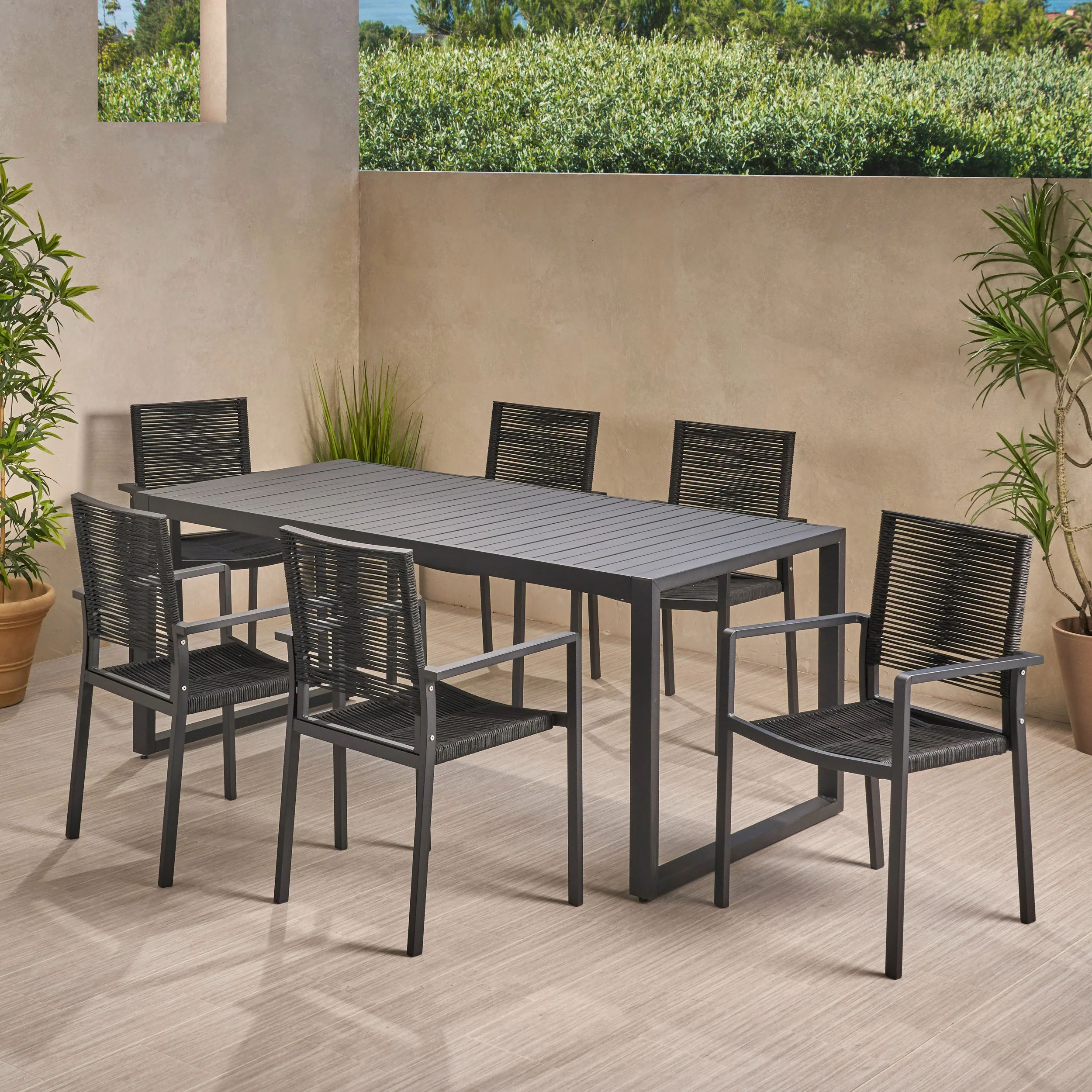 Aicha 6 Seater Aluminum Dining Set - furnishings
