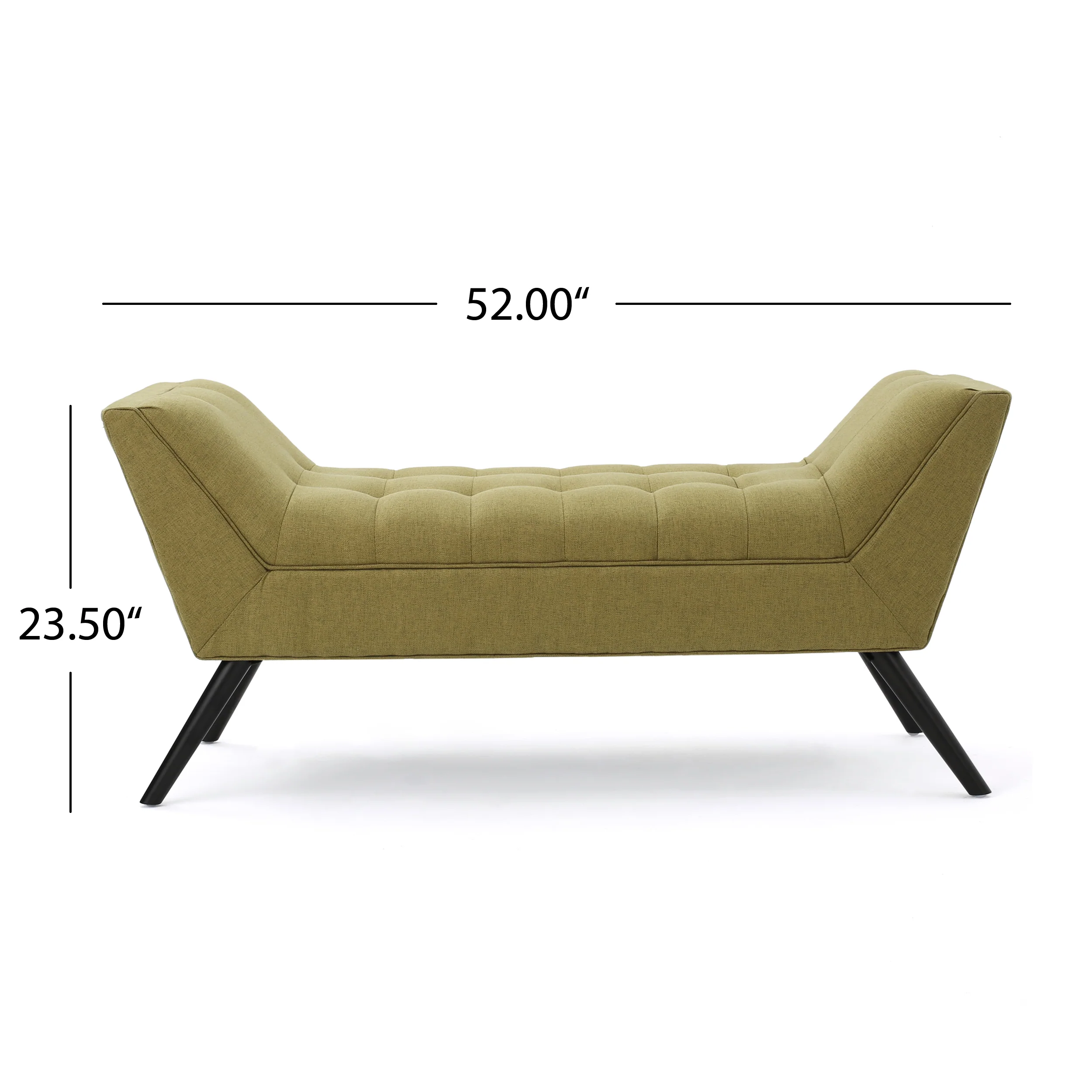 Madrid Mid-Century Modern Tufted Fabric Ottoman Bench with Tapered Legs - furnishings