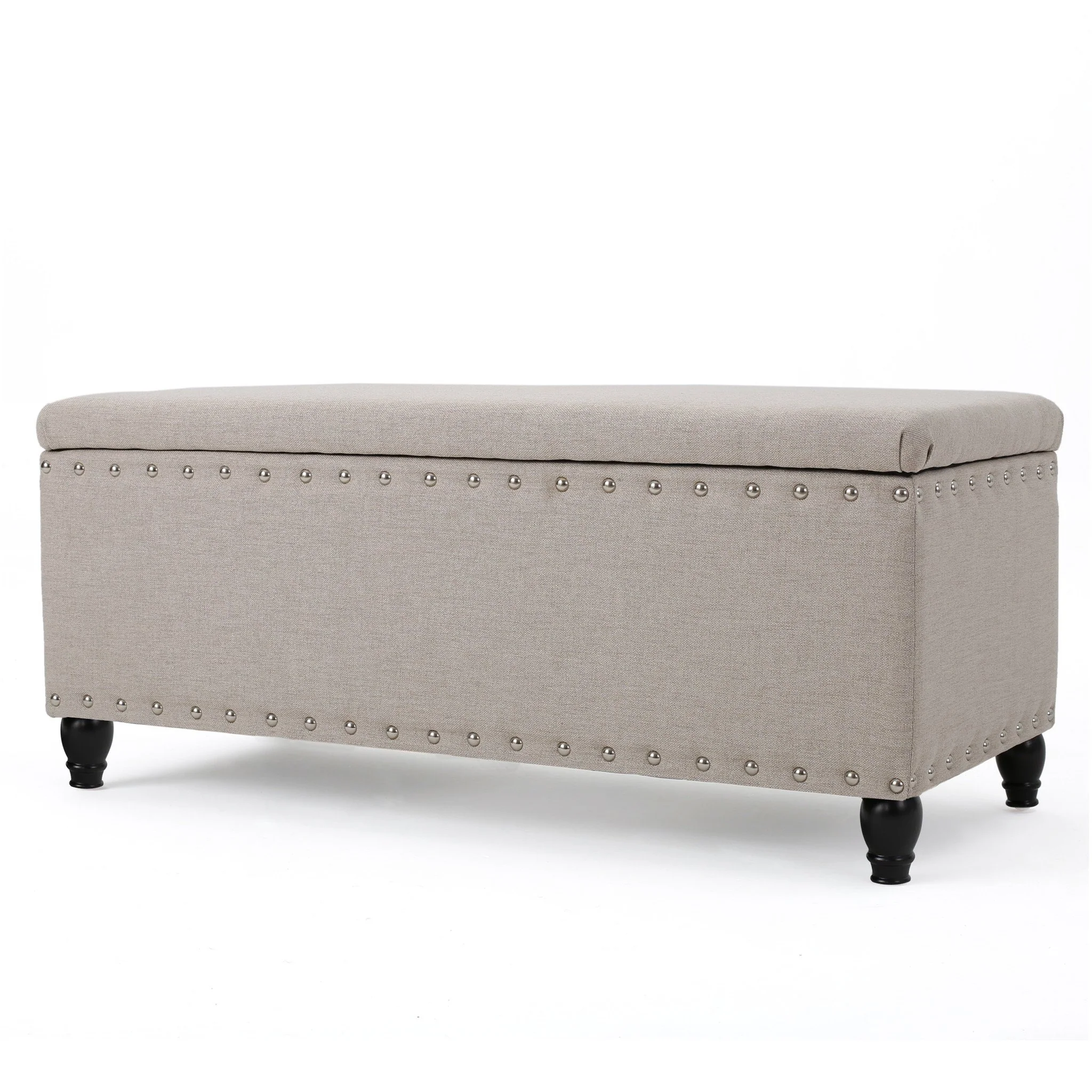 Tatiana Contemporary Fabric Storage Ottoman with Nailhead Trim - furnishings