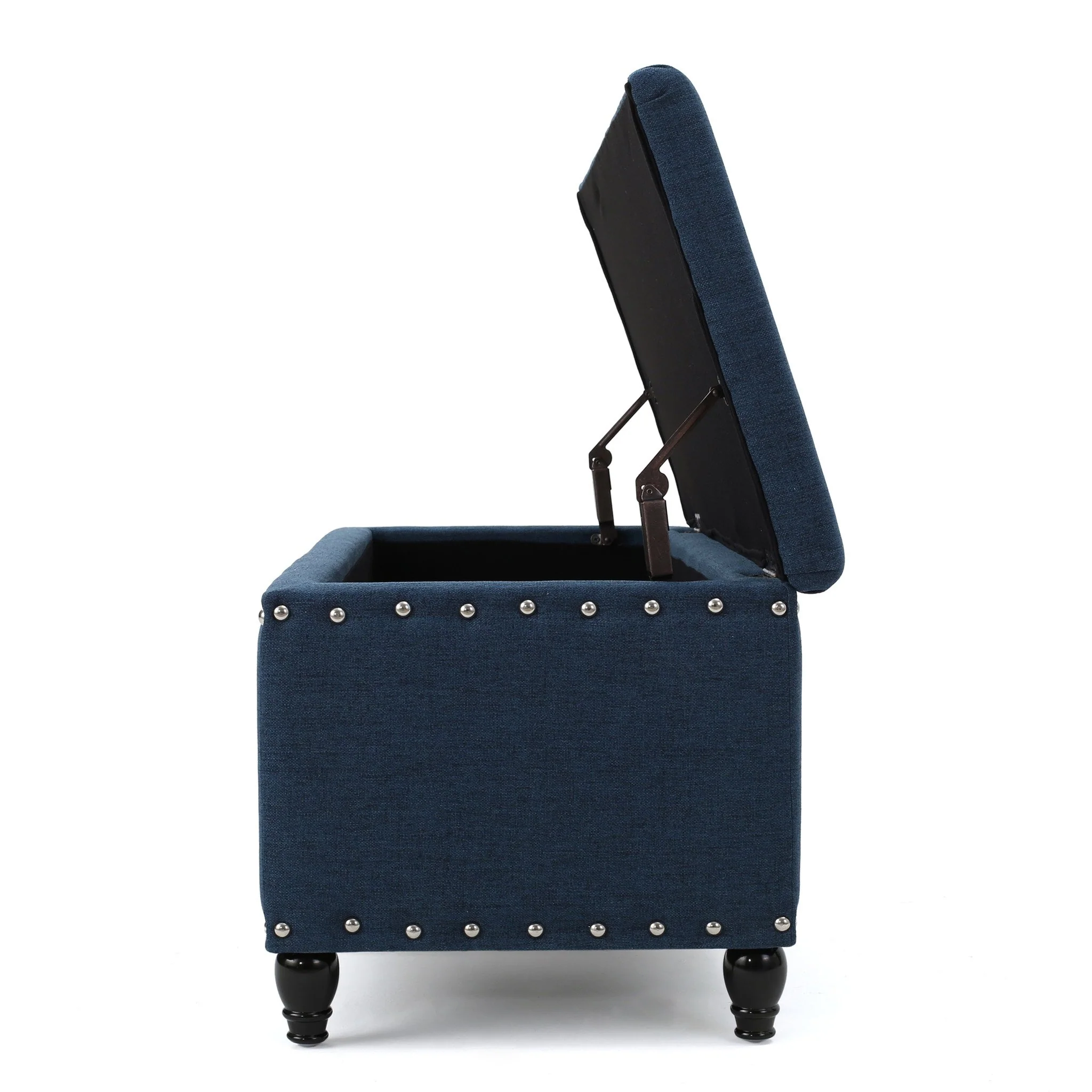 Tatiana Contemporary Fabric Storage Ottoman with Nailhead Trim - furnishings