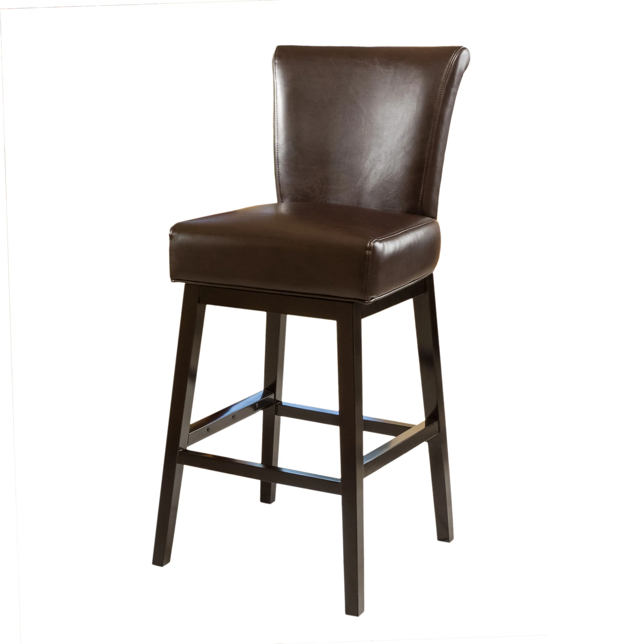 Madoc Brown Leather 31-Inch Swivel Barstool - furnishings