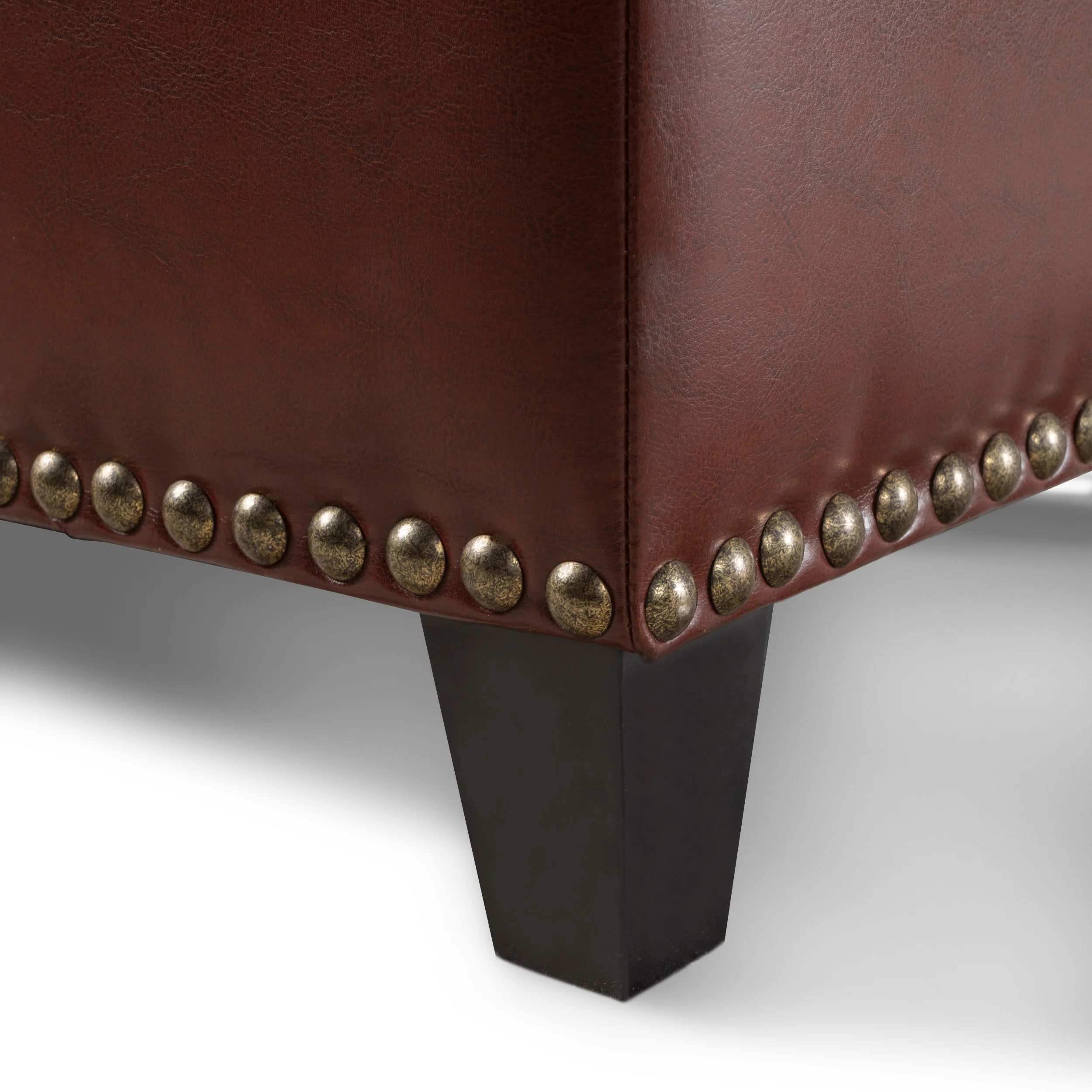 Charleston Rectangle Tufted Leather Storage Ottoman Bench - furnishings