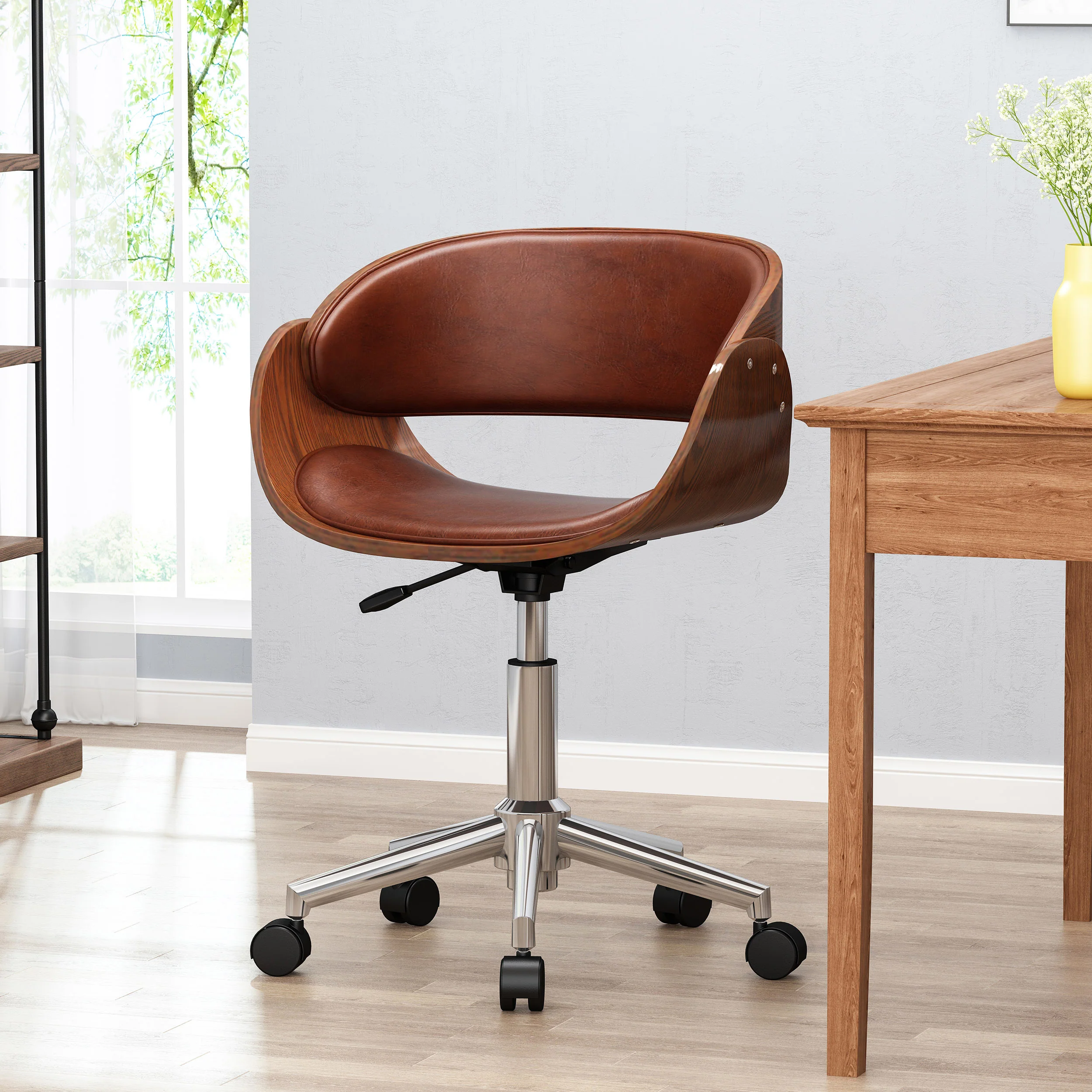 Stillmore Mid-Century Modern Upholstered Swivel Office Chair - furnishings