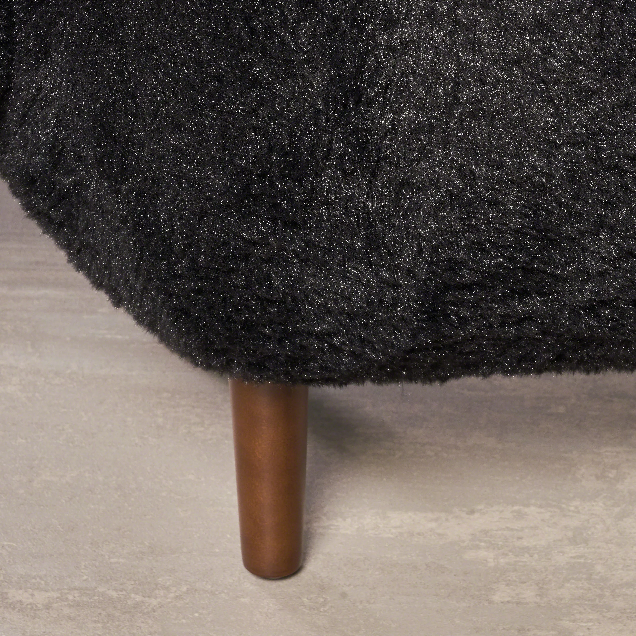 Brebis Furry Sheep Ottoman, Black - furnishings