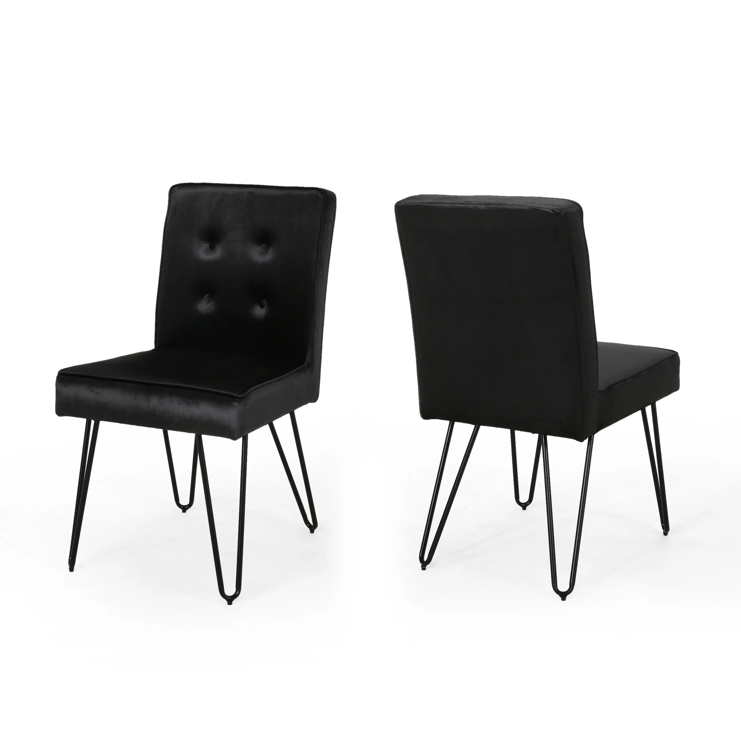 Natalie Glam Tufted Velvet Dining Chairs with Iron Legs  (Set of 2) - furnishings
