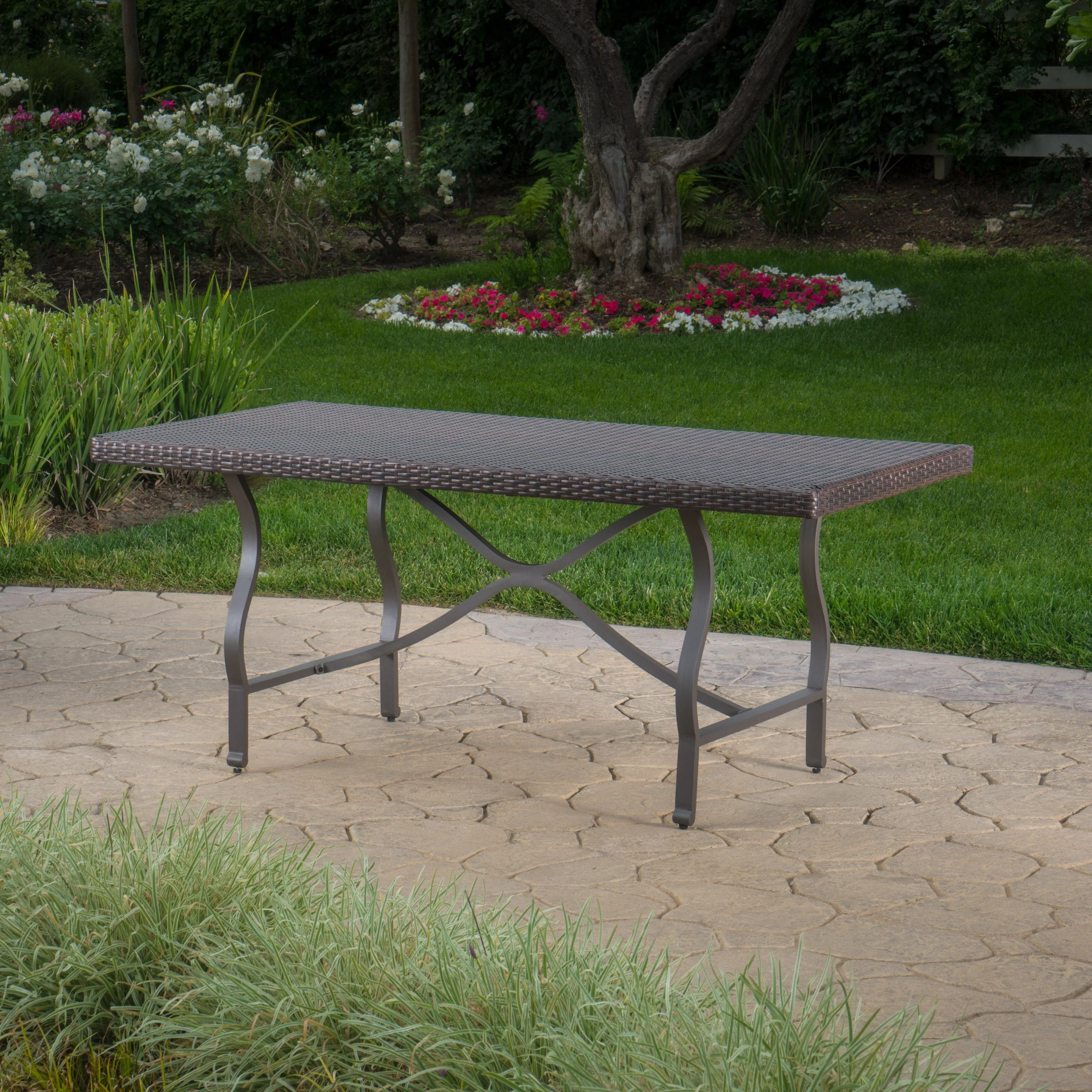 Chatham Outdoor 7 Piece Multibrown Wicker Dining Set - furnishings