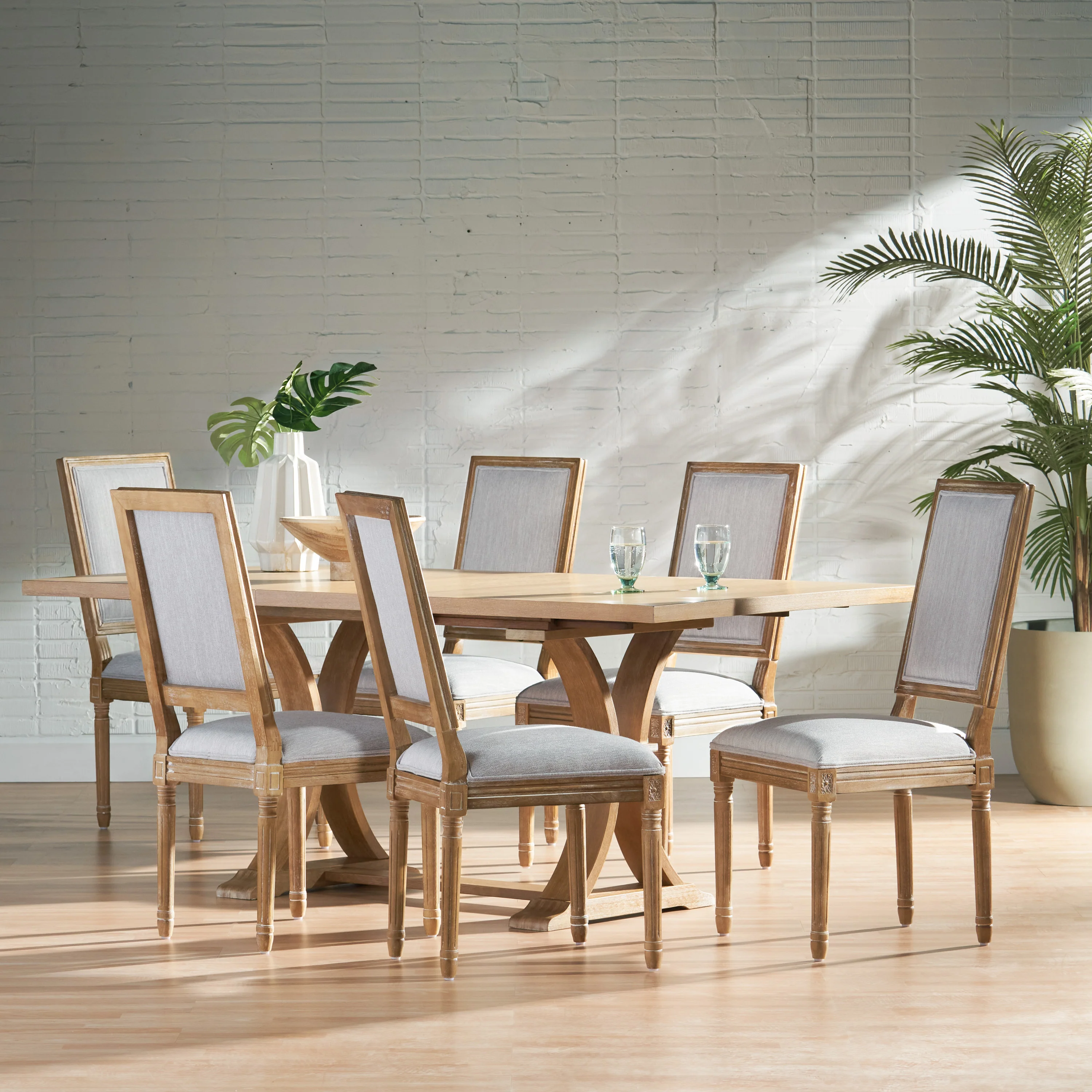 Beckstrom French Country Wood 7-Piece Expandable Dining Set - furnishings