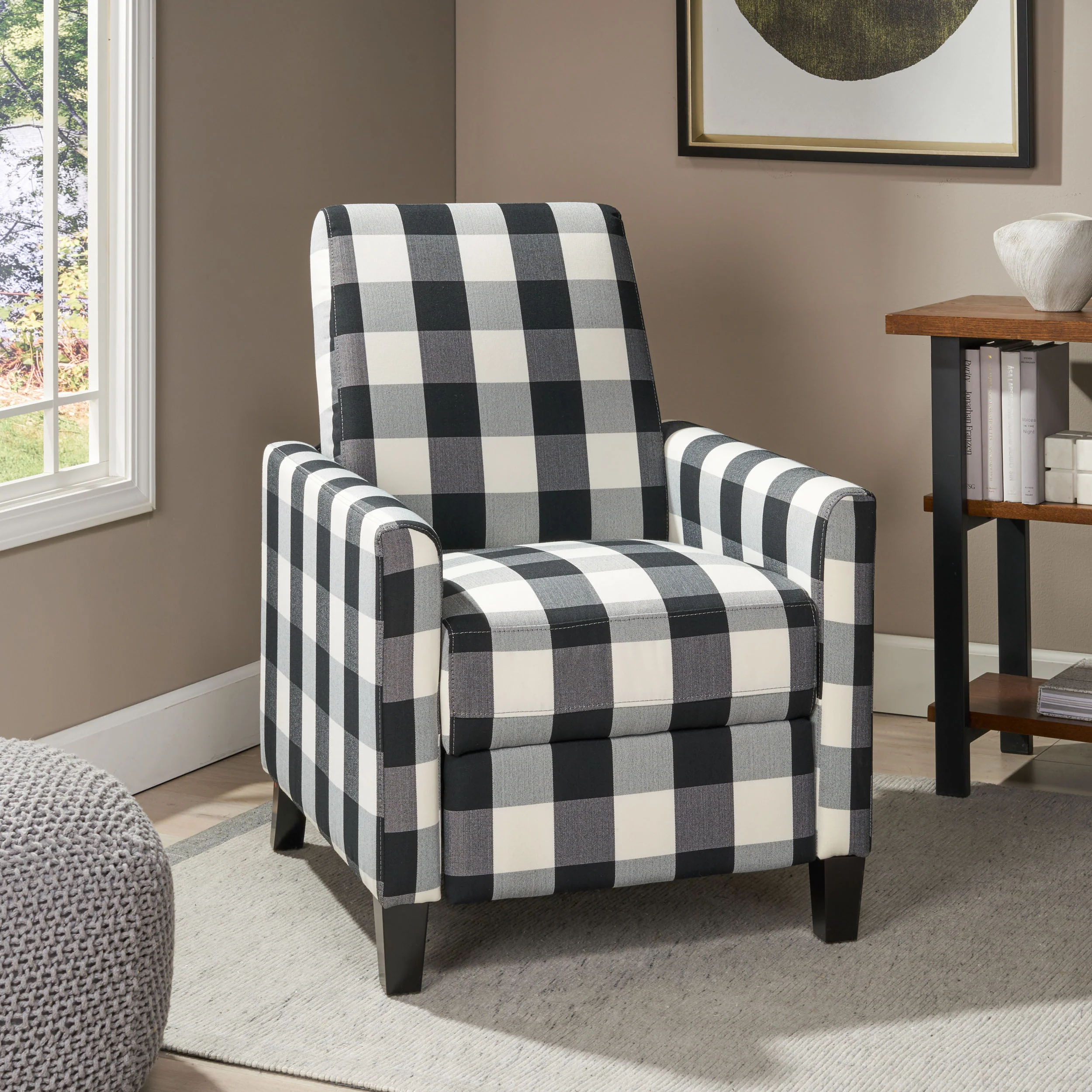 Nayan Contemporary Fabric Upholstered Push Back Recliner - furnishings