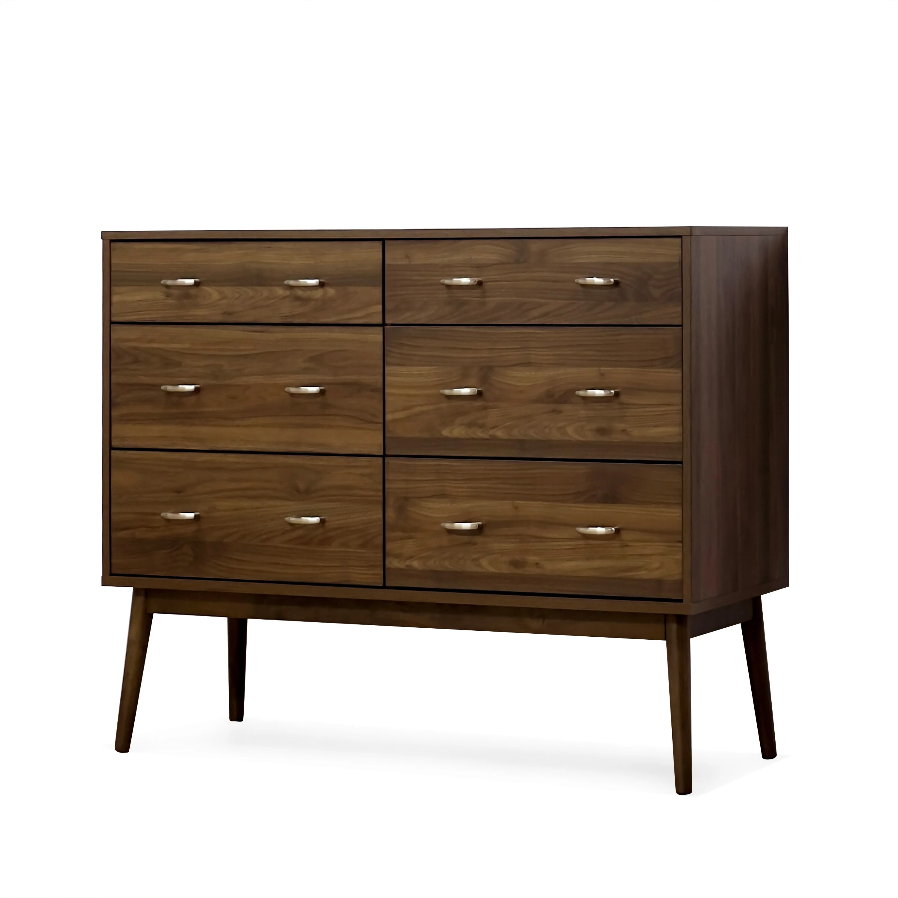 Wilbur Mid Century Modern Wooden 6 Drawer Double Dresser - furnishings