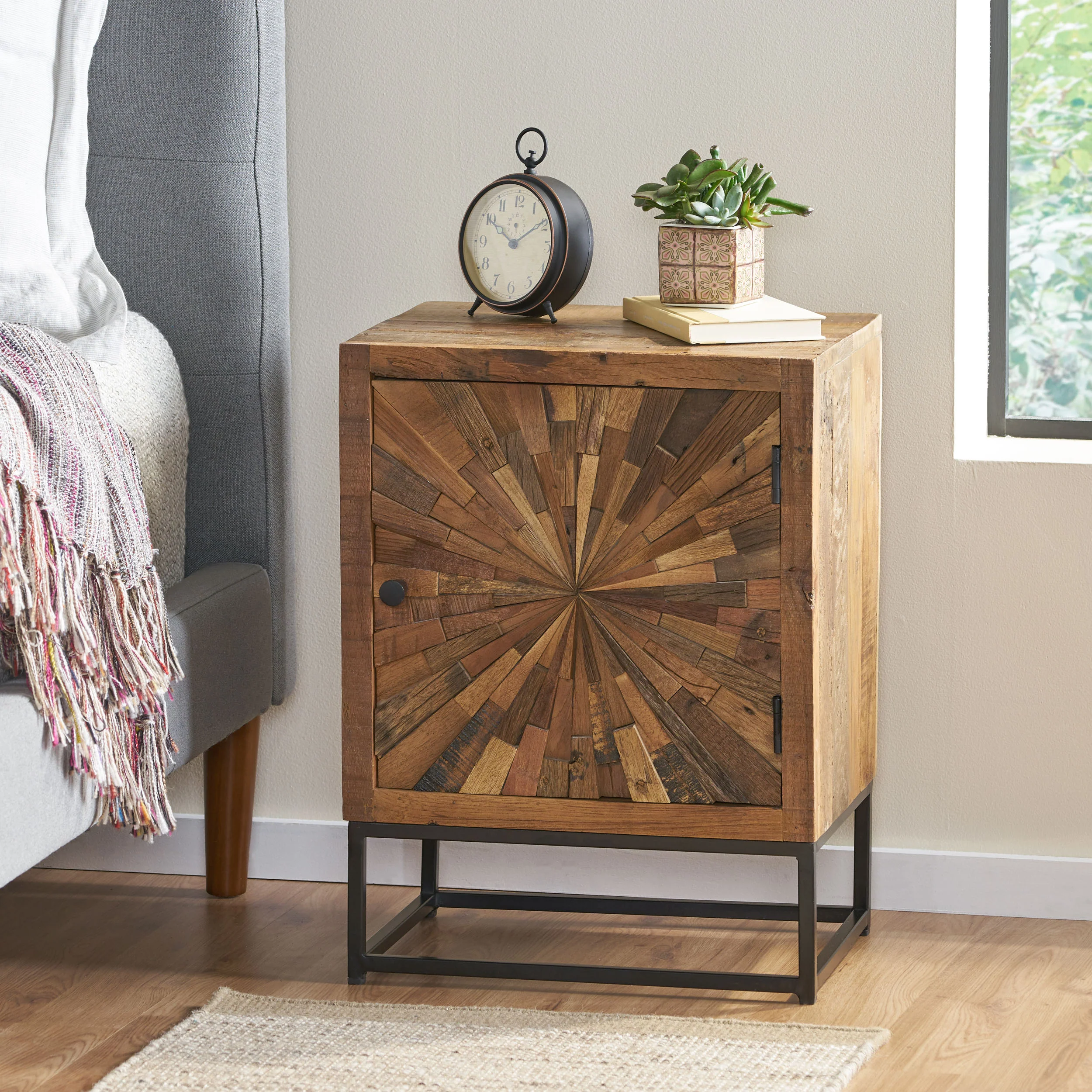Kelci Boho Wooden Night Stand - furnishings