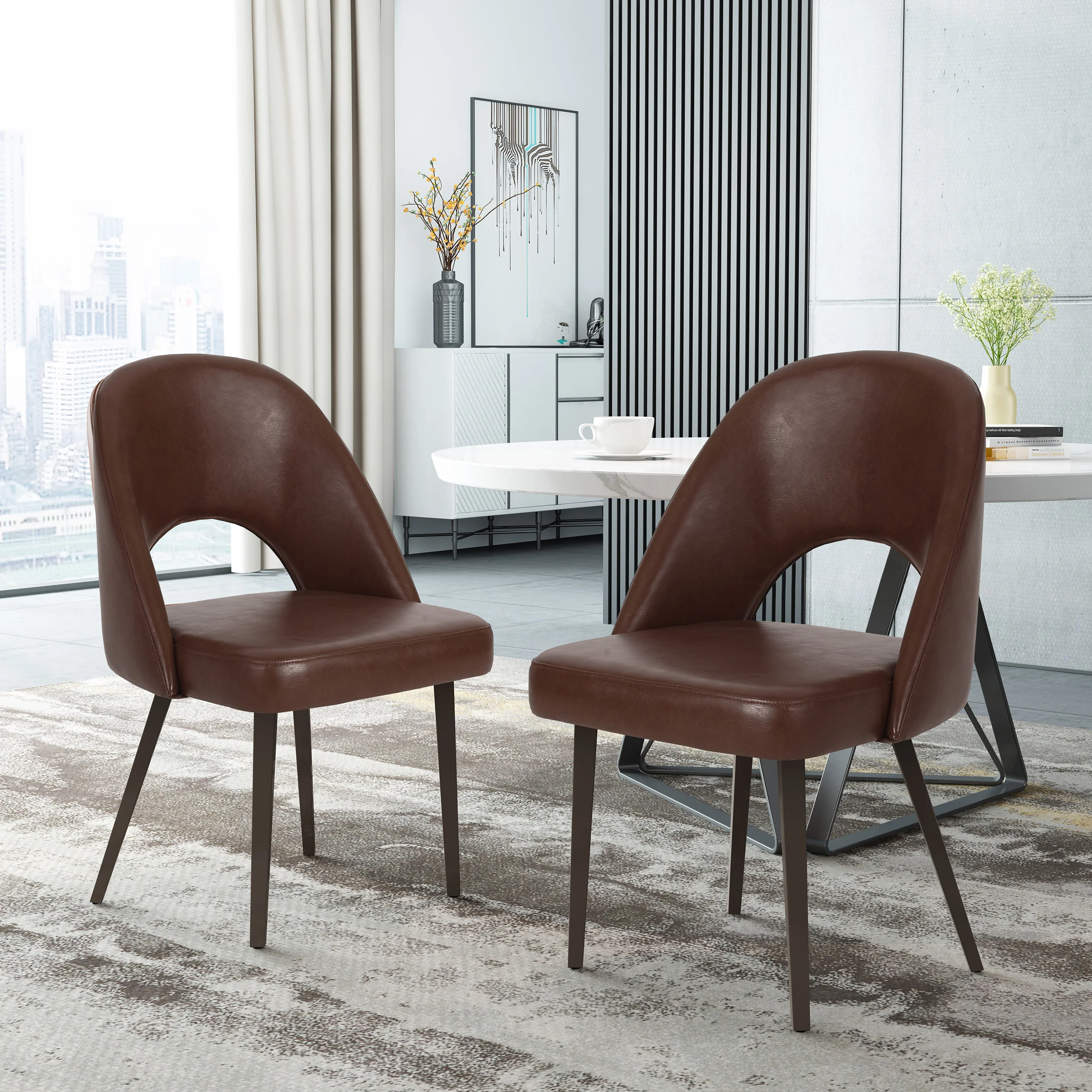 Odum Abbeville Contemporary Open Back Dining Chairs, Set of 2 - furnishings
