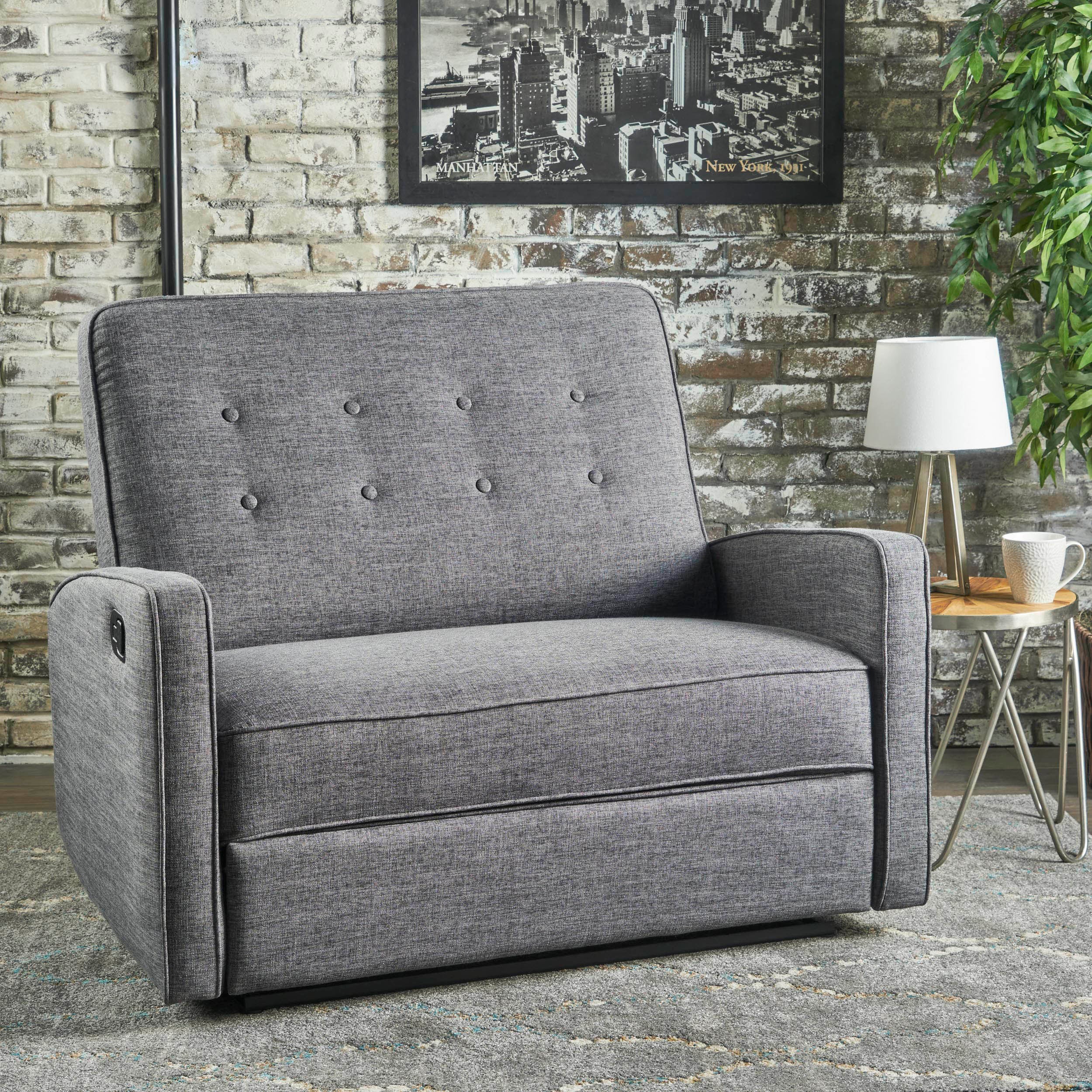 Callade Buttoned Fabric Reclining Loveseat - furnishings
