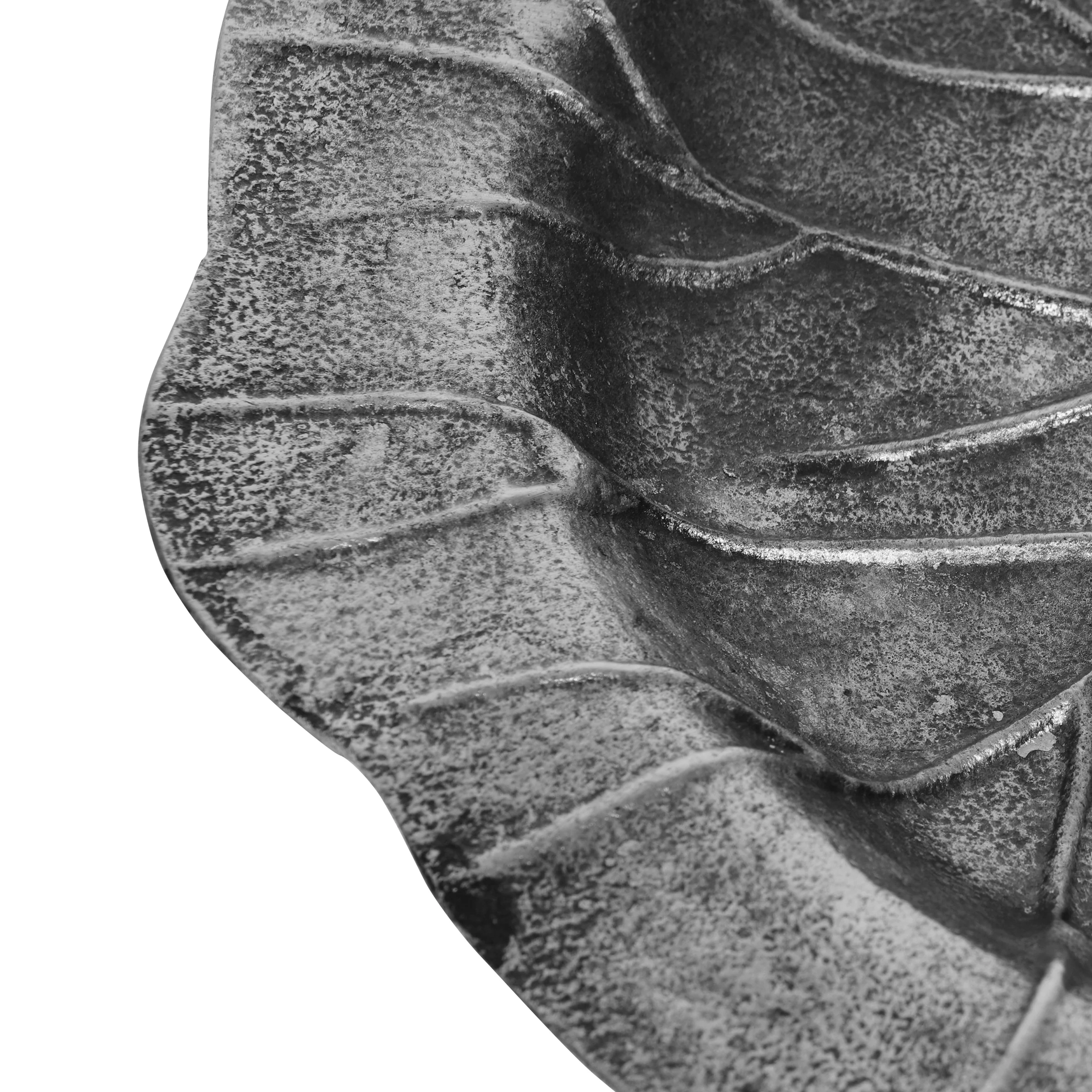 Verano Handcrafted Aluminum Decorative Leaf Plate, Antique Nickel - furnishings
