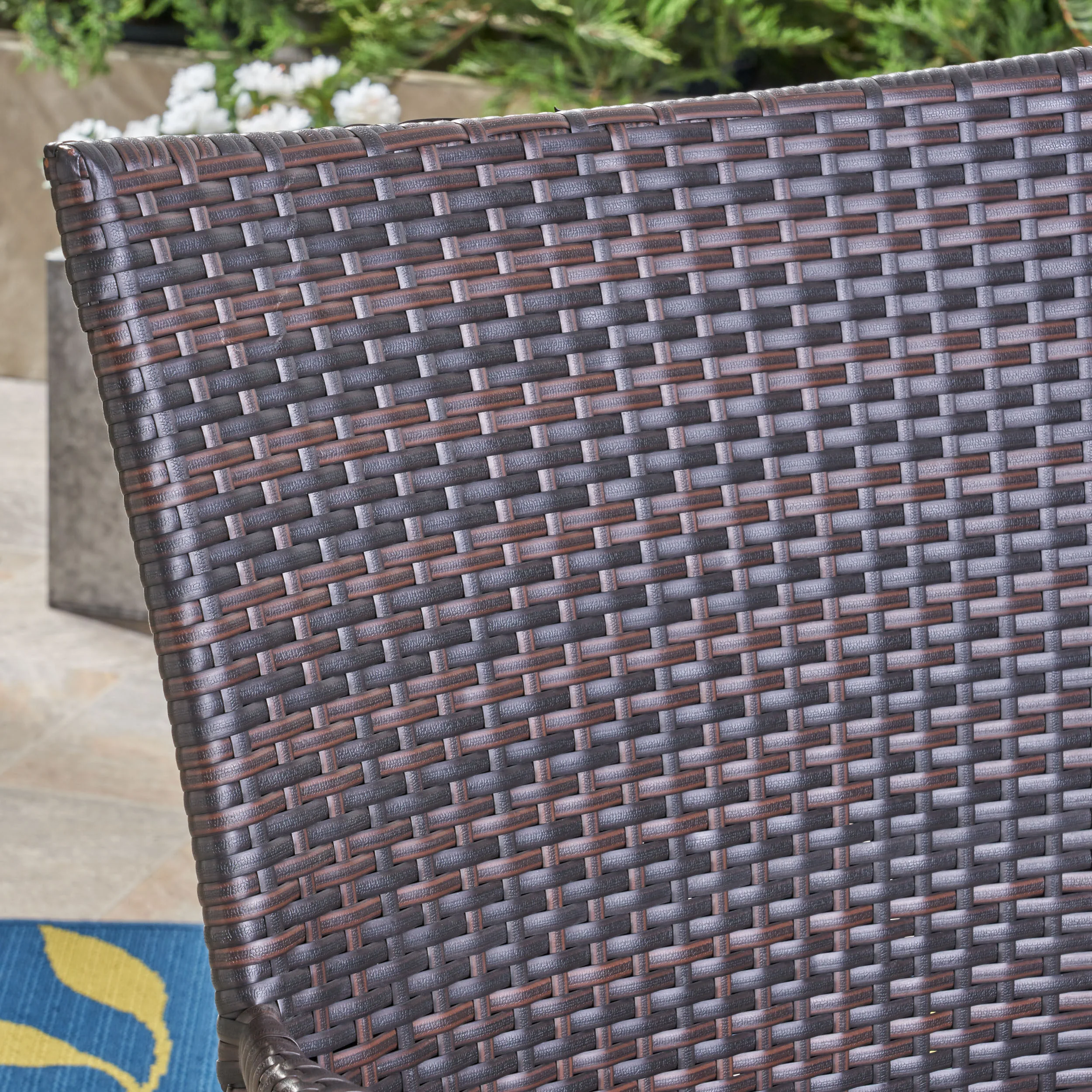 Lance Outdoor 5 Piece Acacia Wood and Wicker Dining Set - furnishings