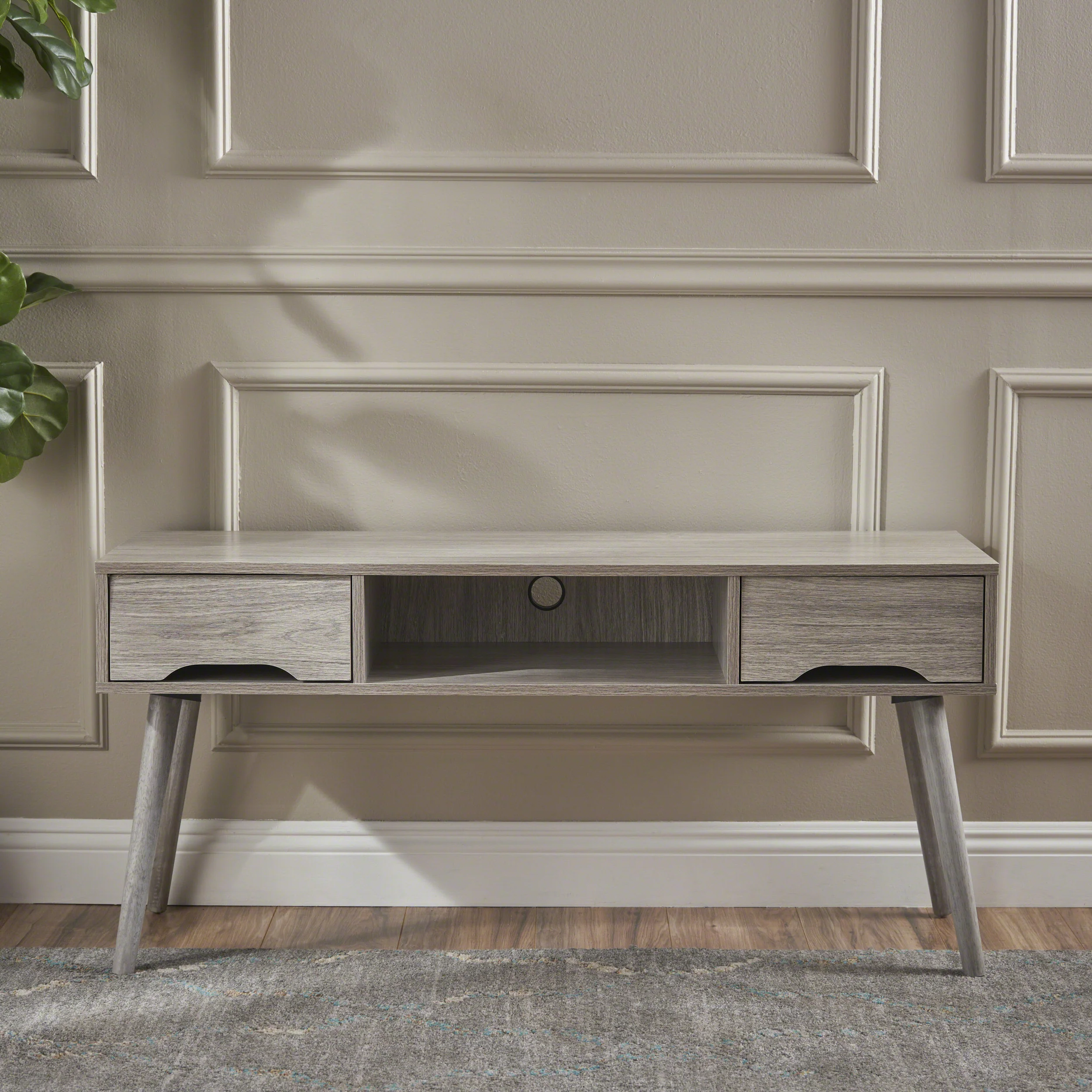 Florie Mid Century Modern 2 Drawer & Shelf TV Stand - furnishings