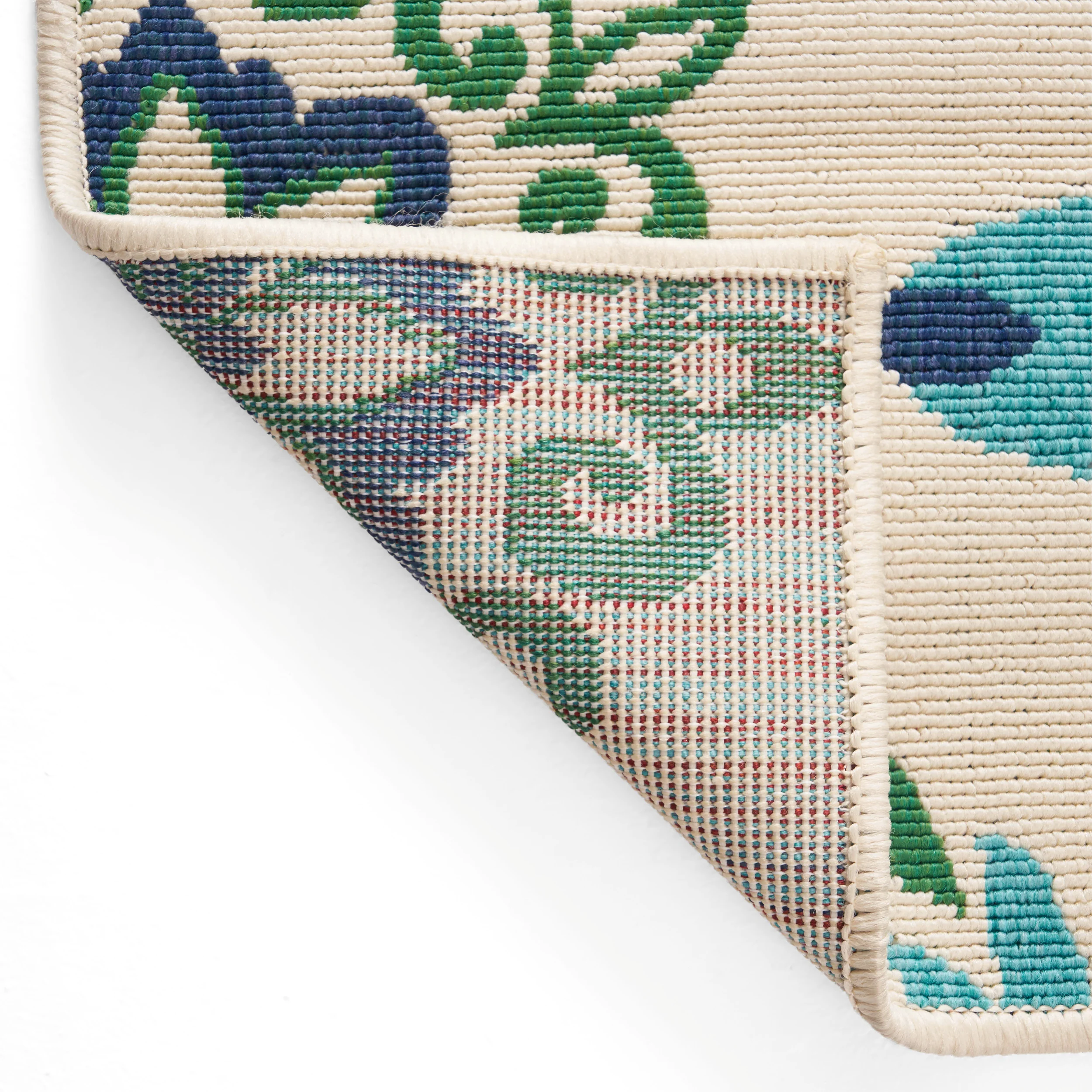 Phoebe Outdoor Medallion Area Rug, Ivory and Blue - furnishings