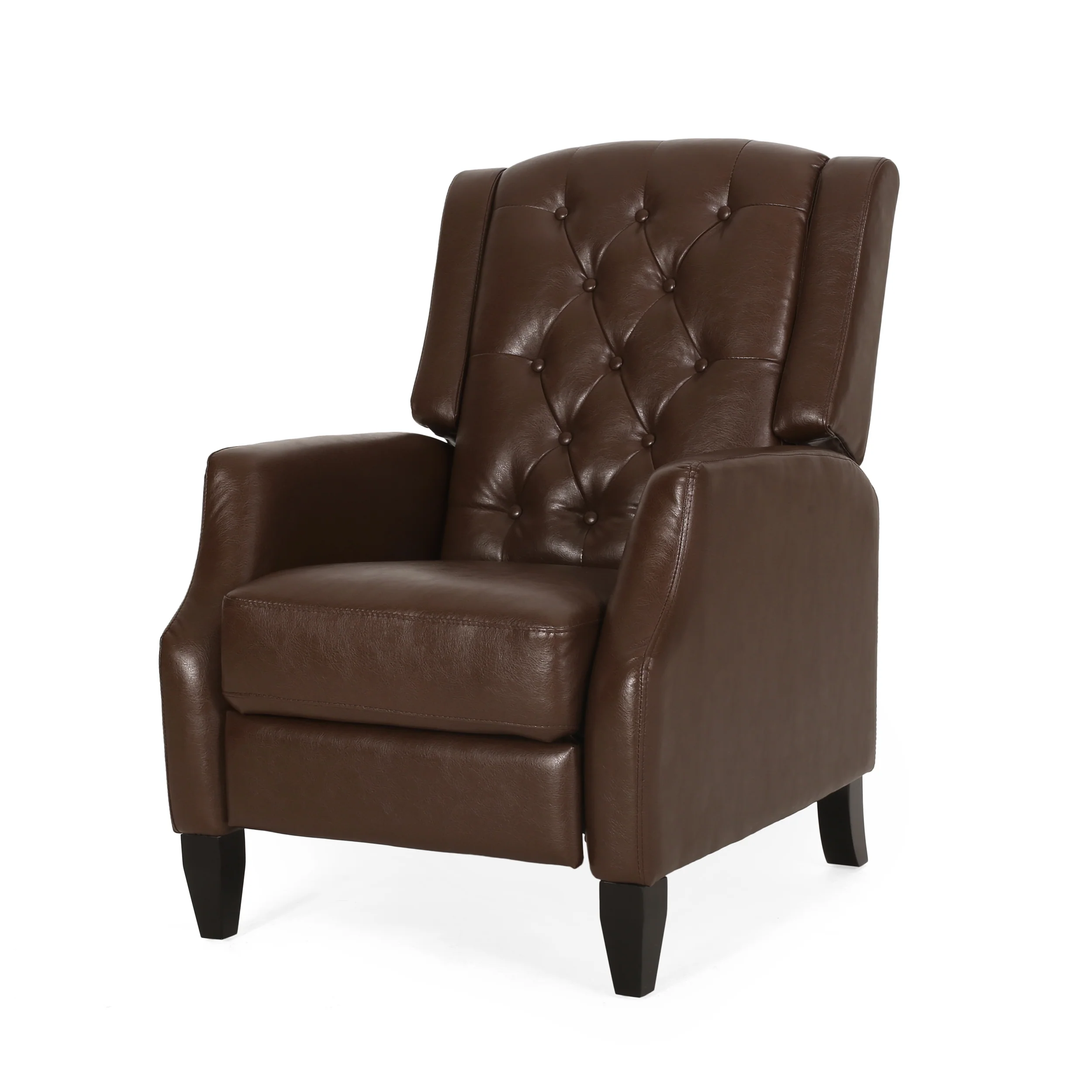 Loubar Contemporary Faux Leather Tufted Pushback Recliner - furnishings