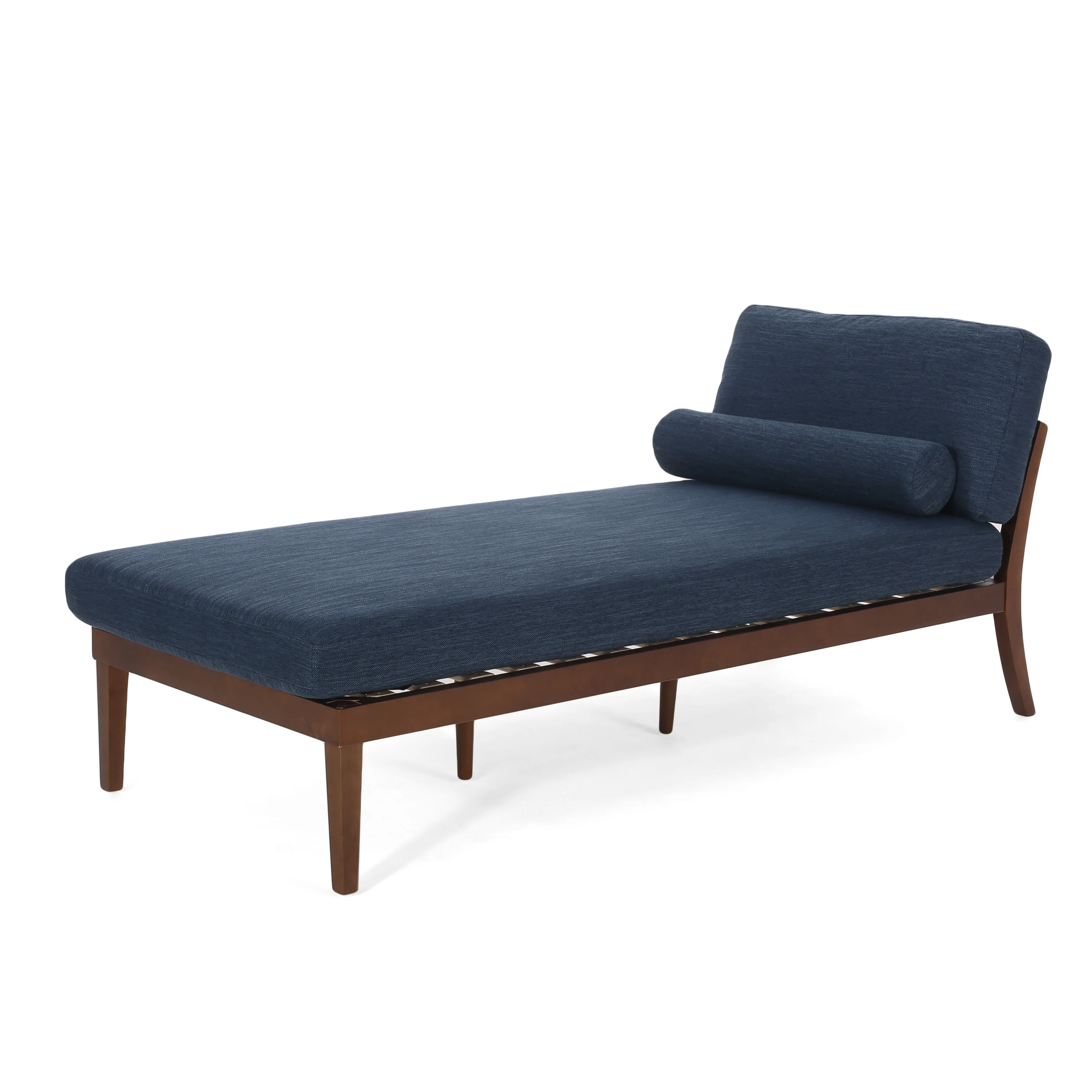 Lochmere Mid Century Modern Fabric Chaise Lounge with Bolster Pillow - furnishings
