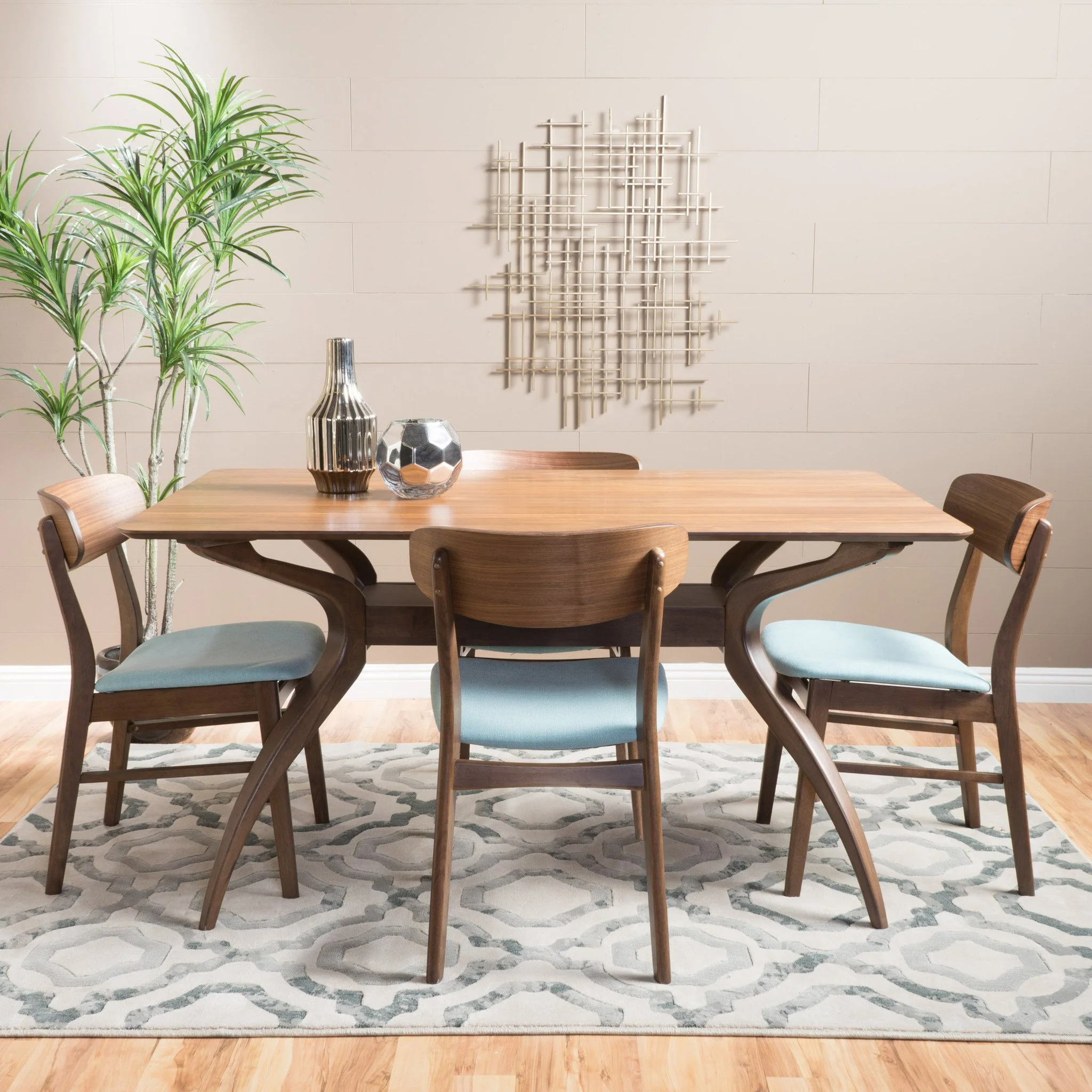 Leona Mid-Century Modern 5 Piece Dining Set - furnishings