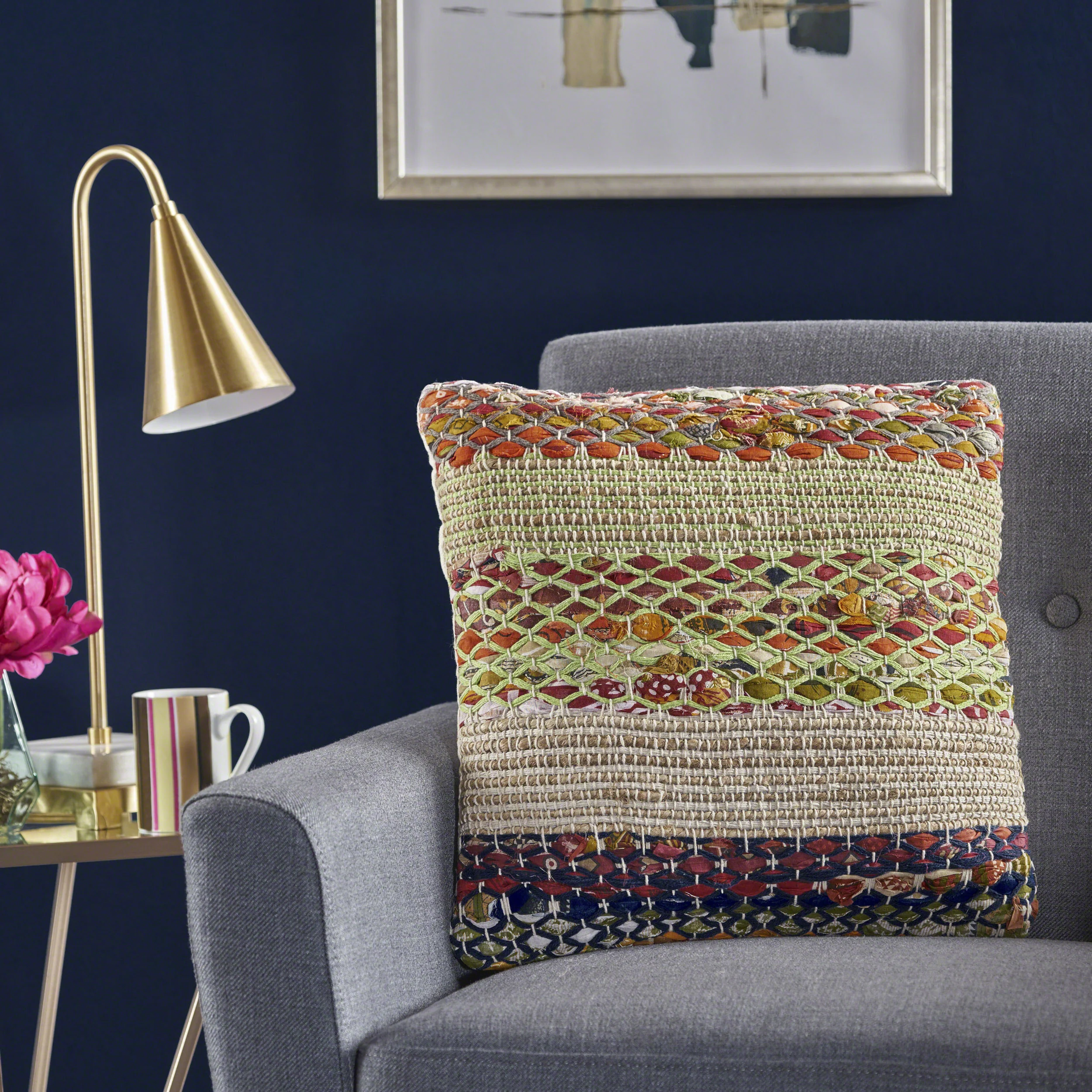 Layson Handcrafted Boho Fabric Pillow - furnishings