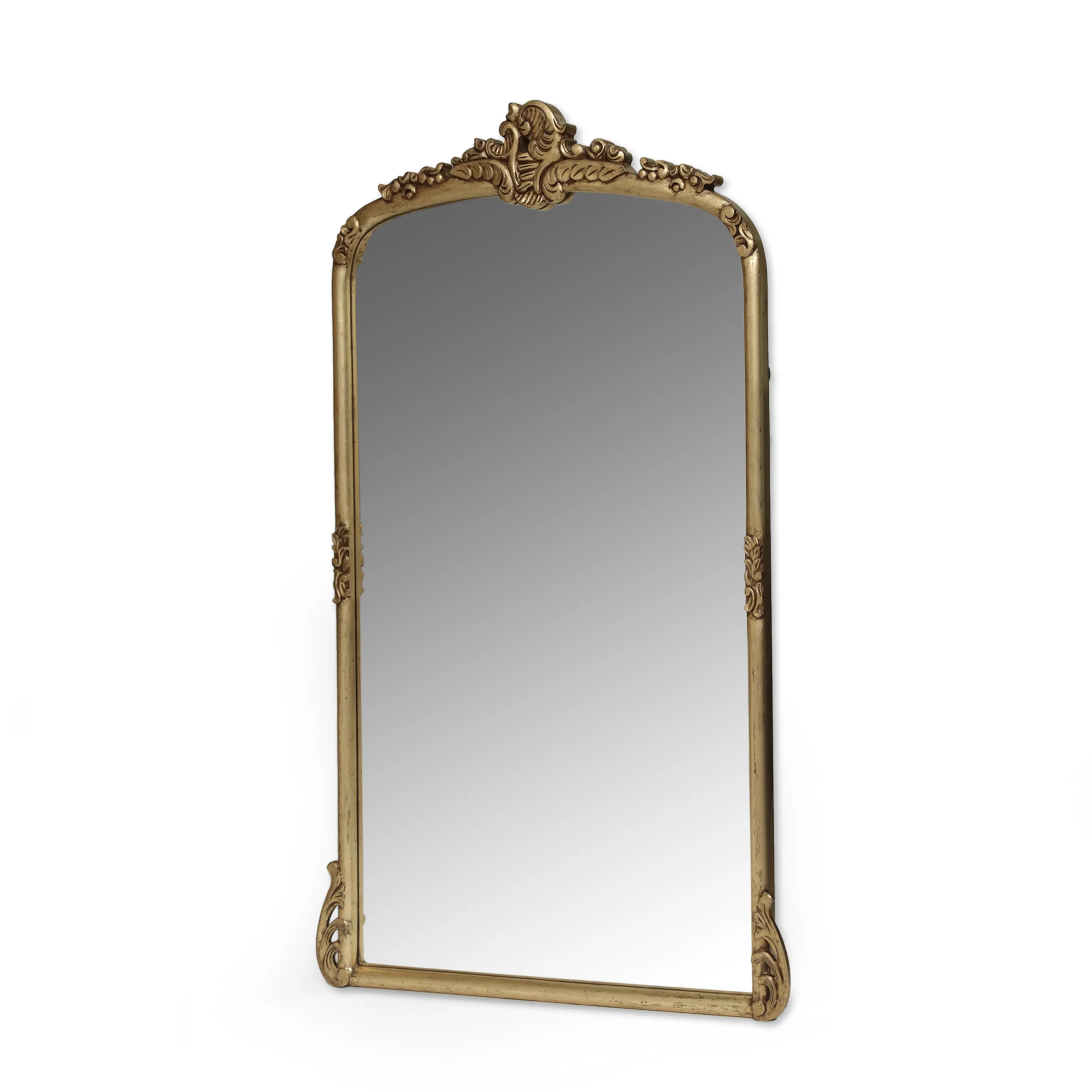 Andrea Traditional Handcrafted Over Mantle Mirror, Antique Gold - furnishings