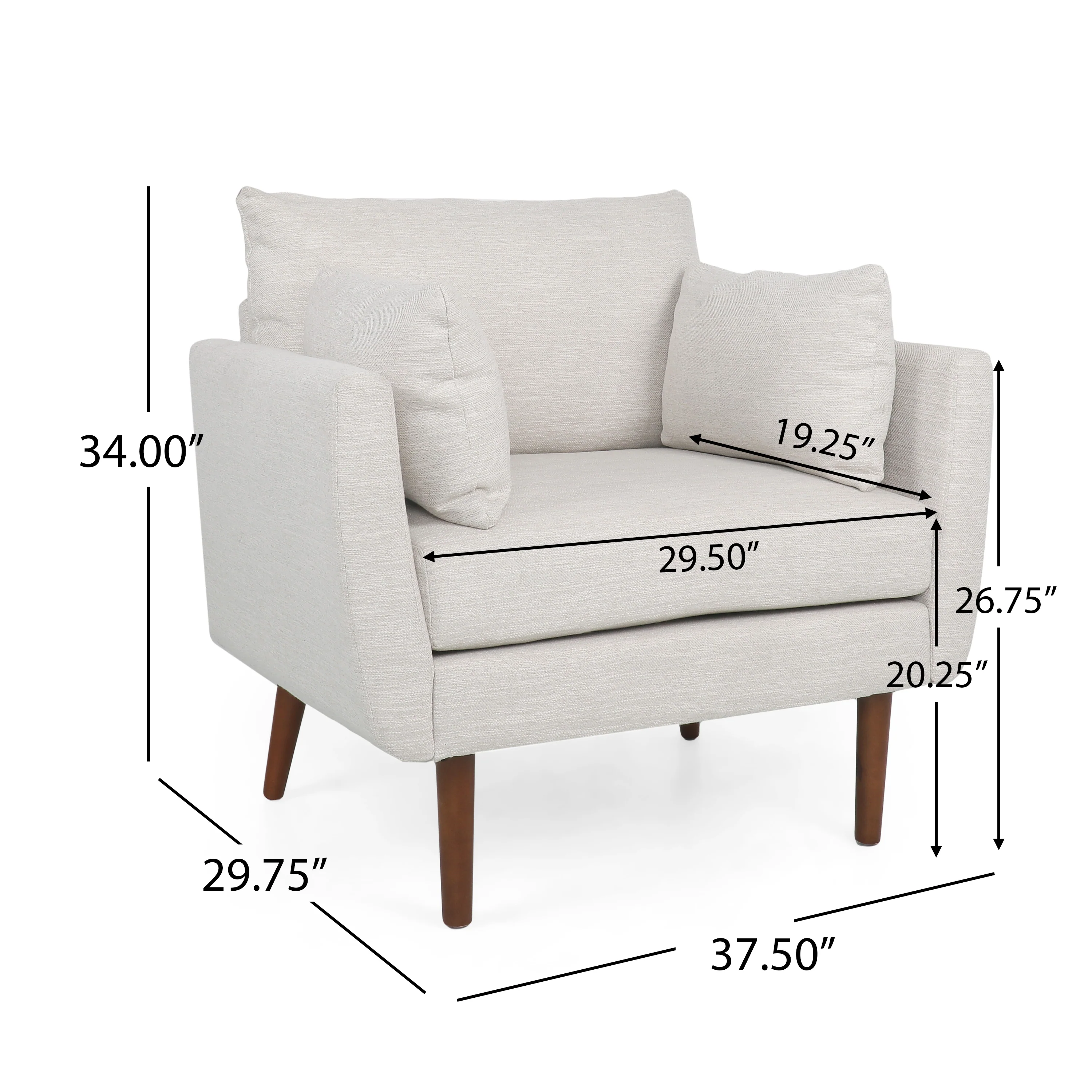 Viewland Contemporary Fabric Upholstered Club Chair with Accent Pillows - furnishings
