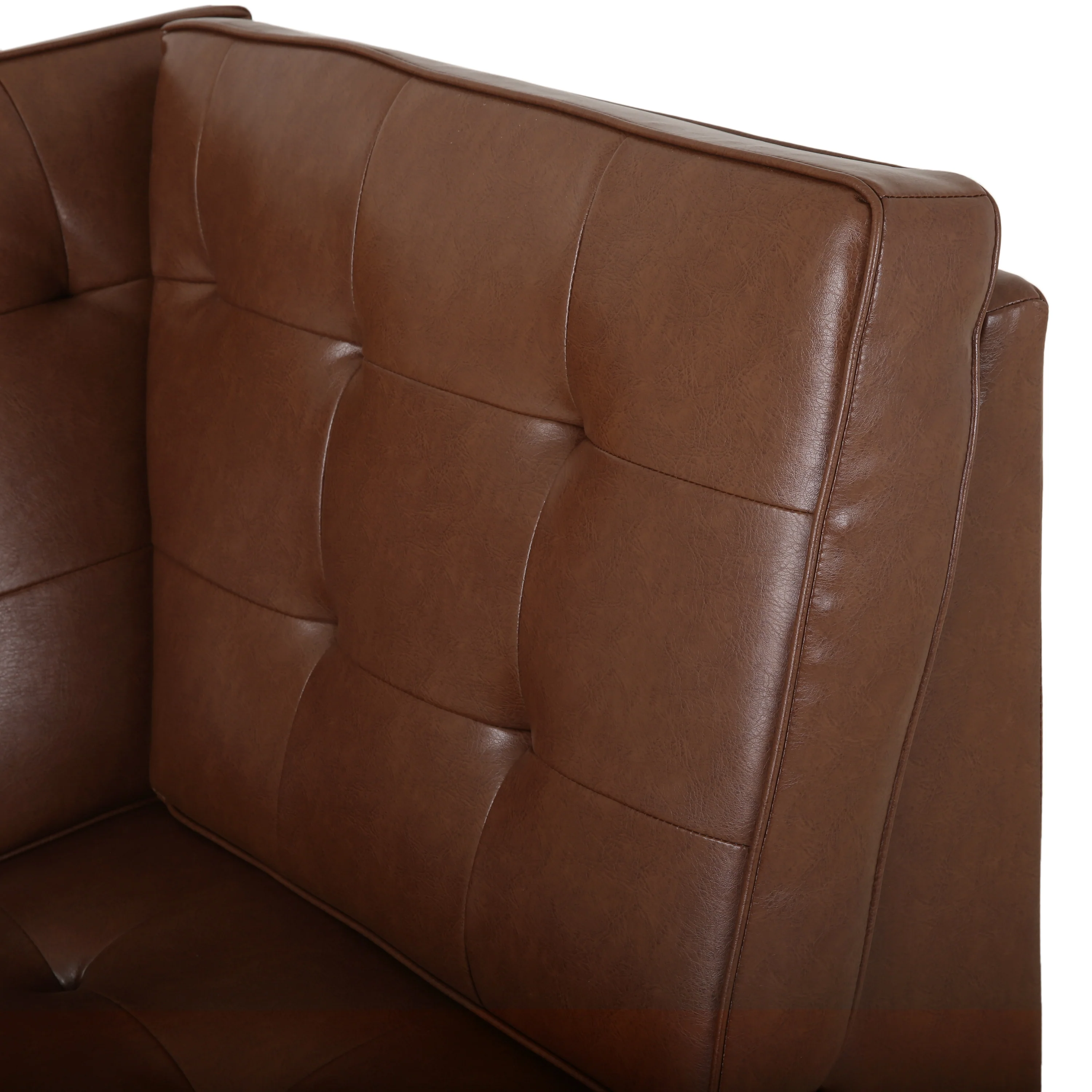 Goliath Contemporary Faux Leather Tufted 5 Seater Sectional Sofa Set - furnishings