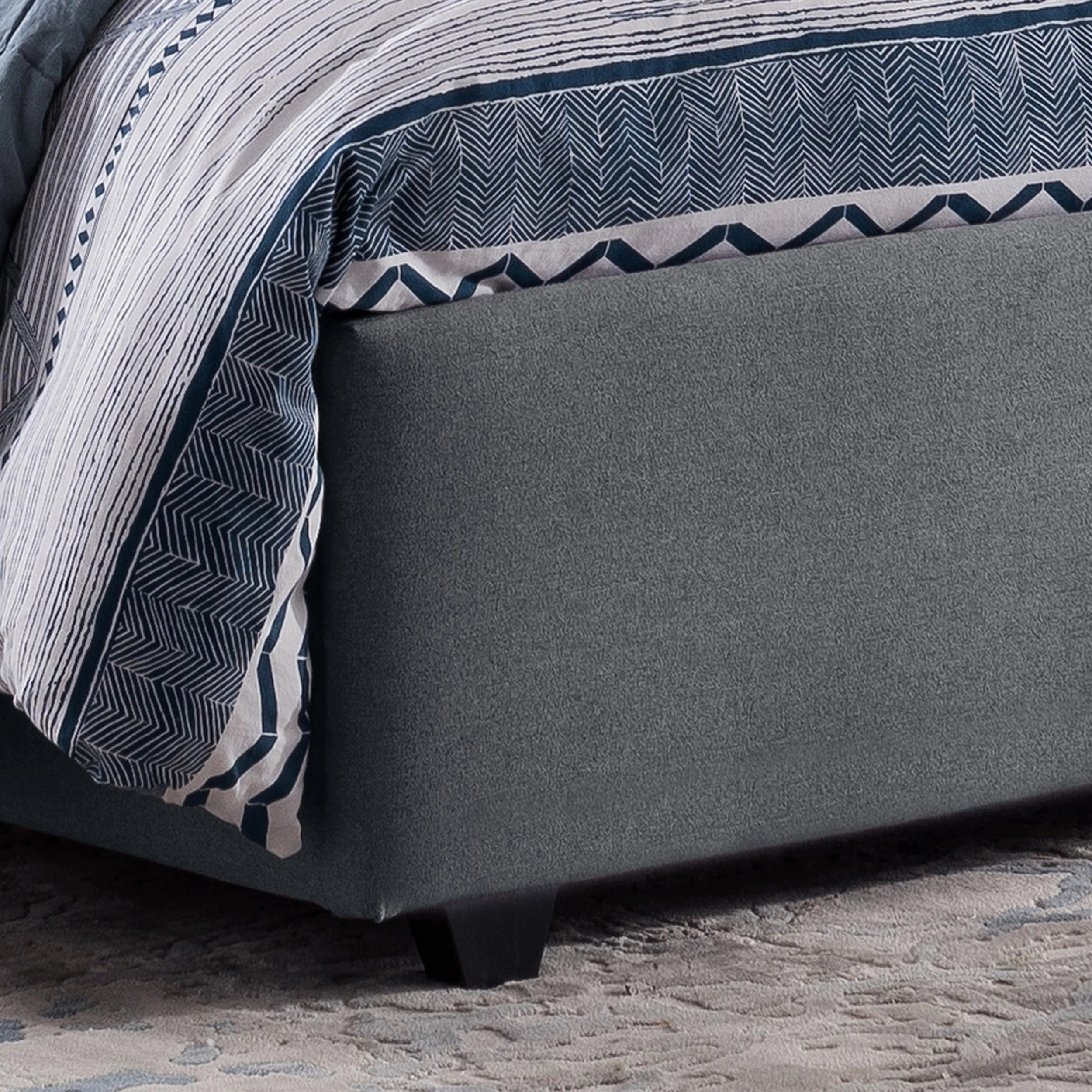 Gentry Contemporary Button-Tufted Camelback Queen Bed Frame with Nailhead Trim - furnishings