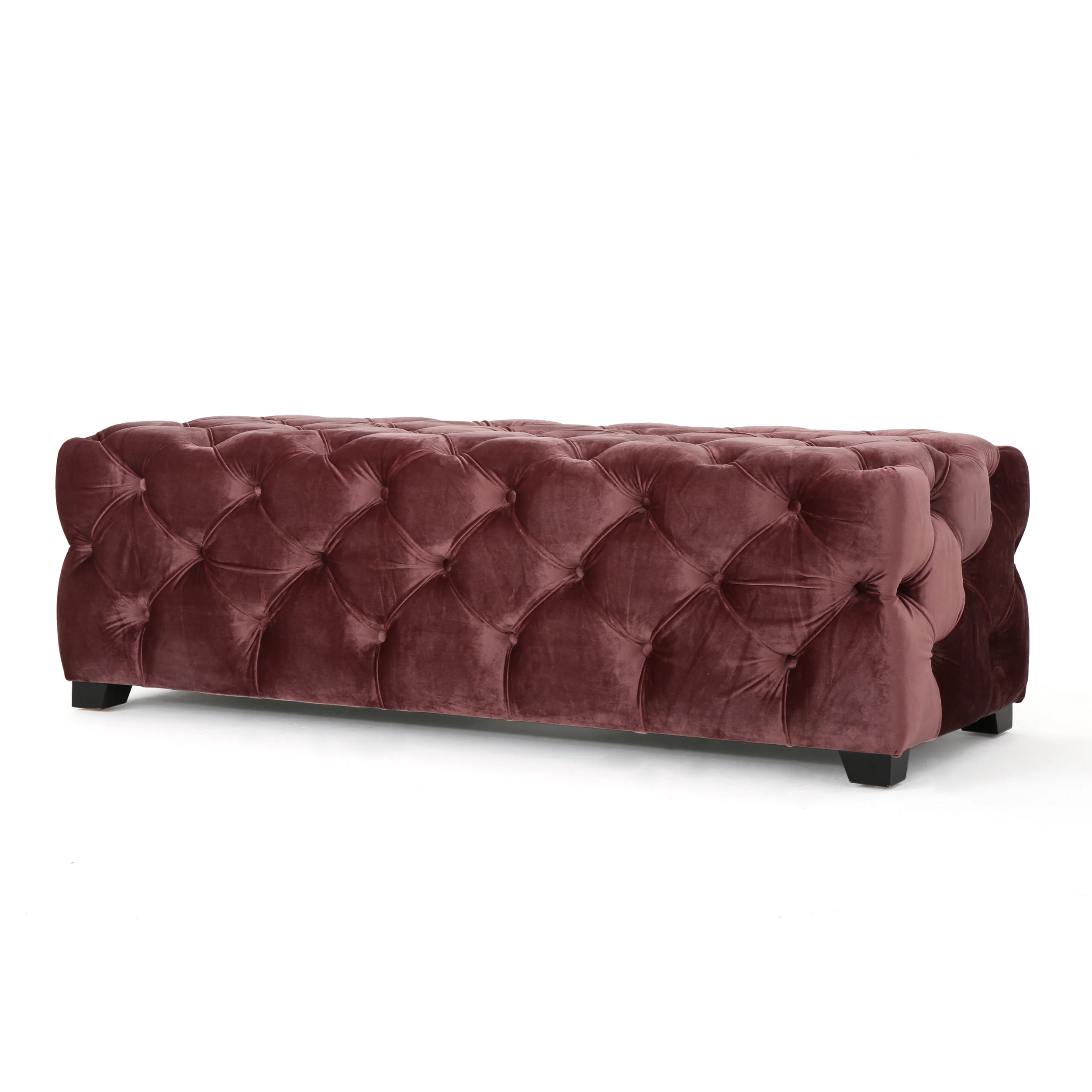 Provence Modern Glam Tufted Velvet Ottoman Bench - furnishings