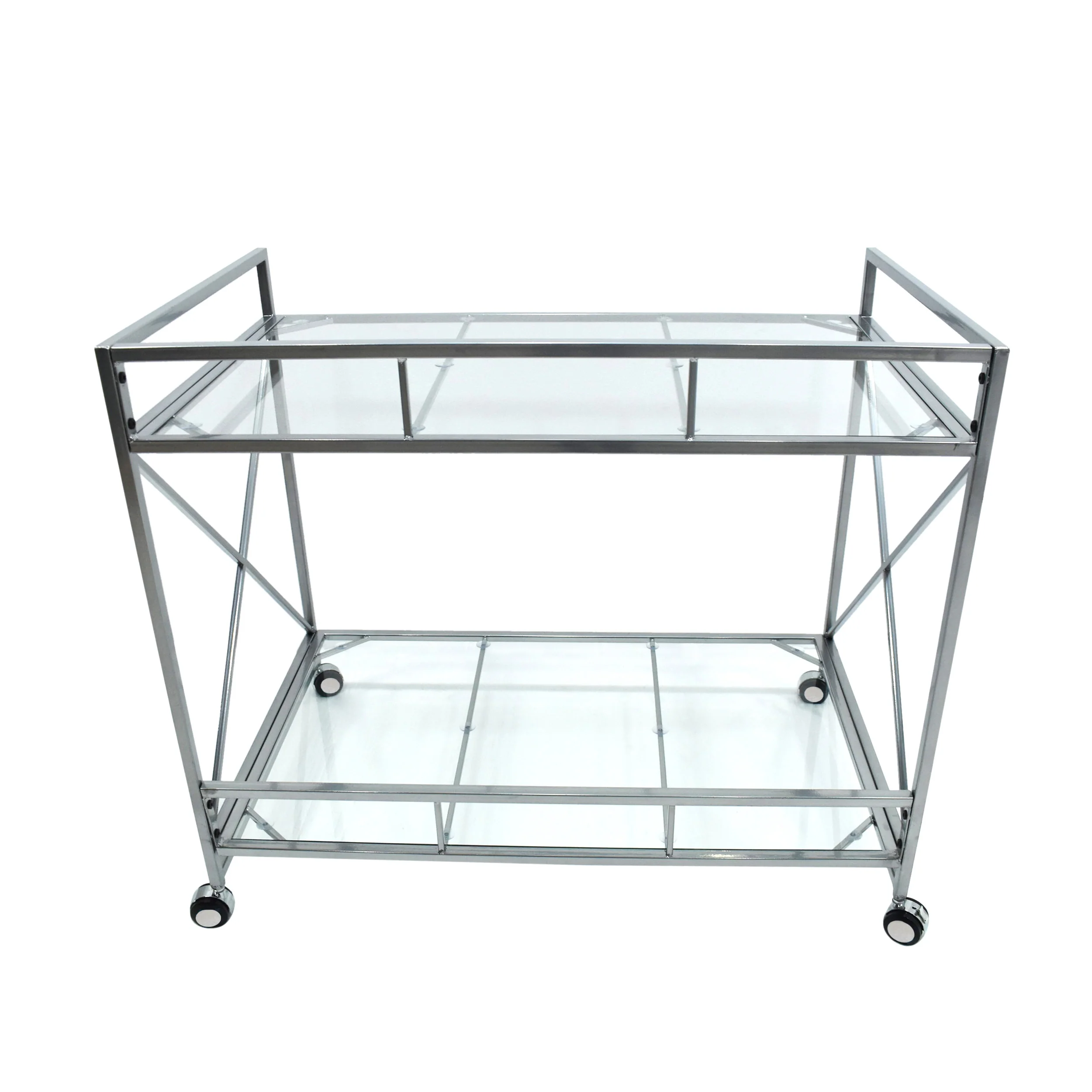 Danae Modern Iron and Glass Bar Cart, Silver - furnishings