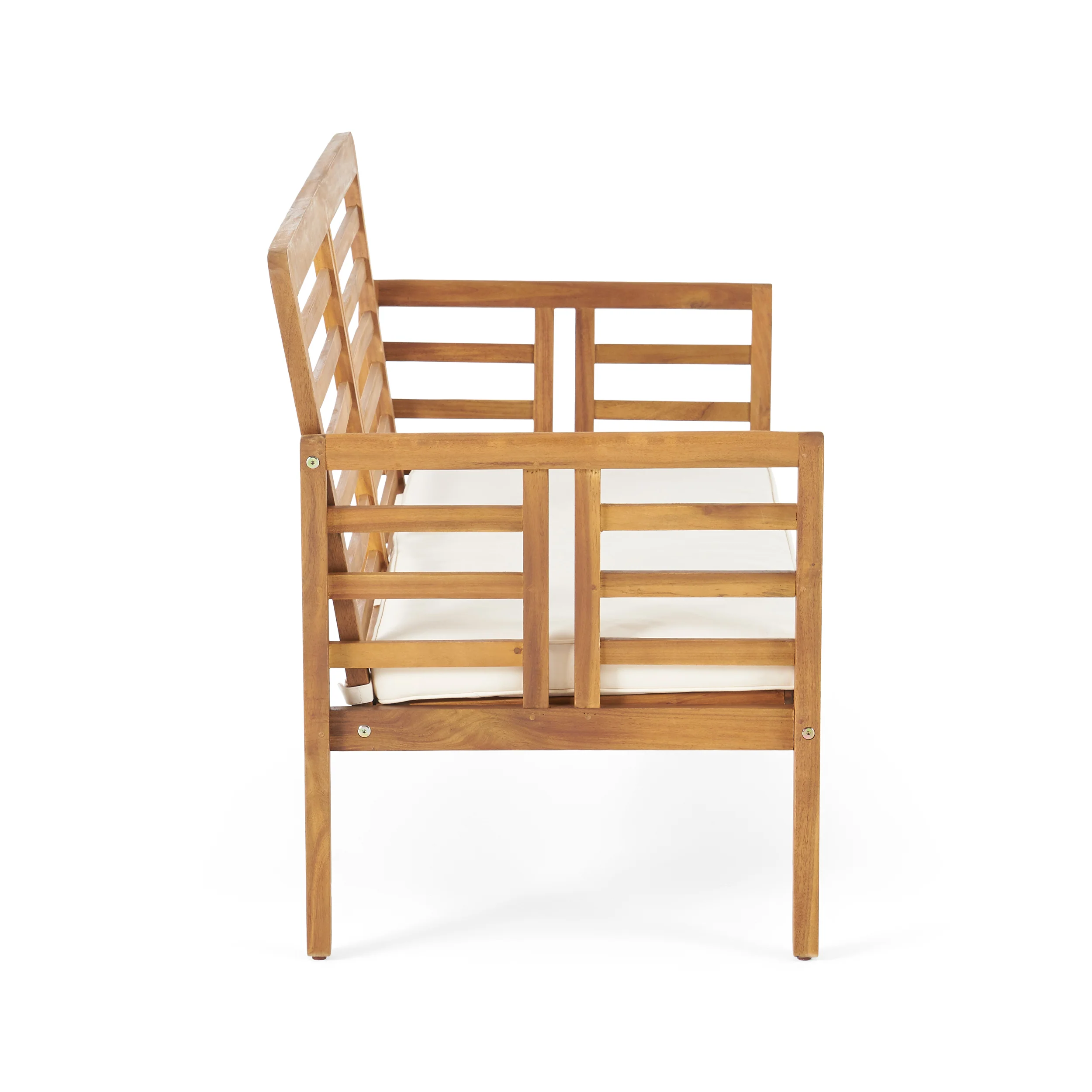 Laurier Outdoor Acacia Wood Loveseat with Cushions - furnishings