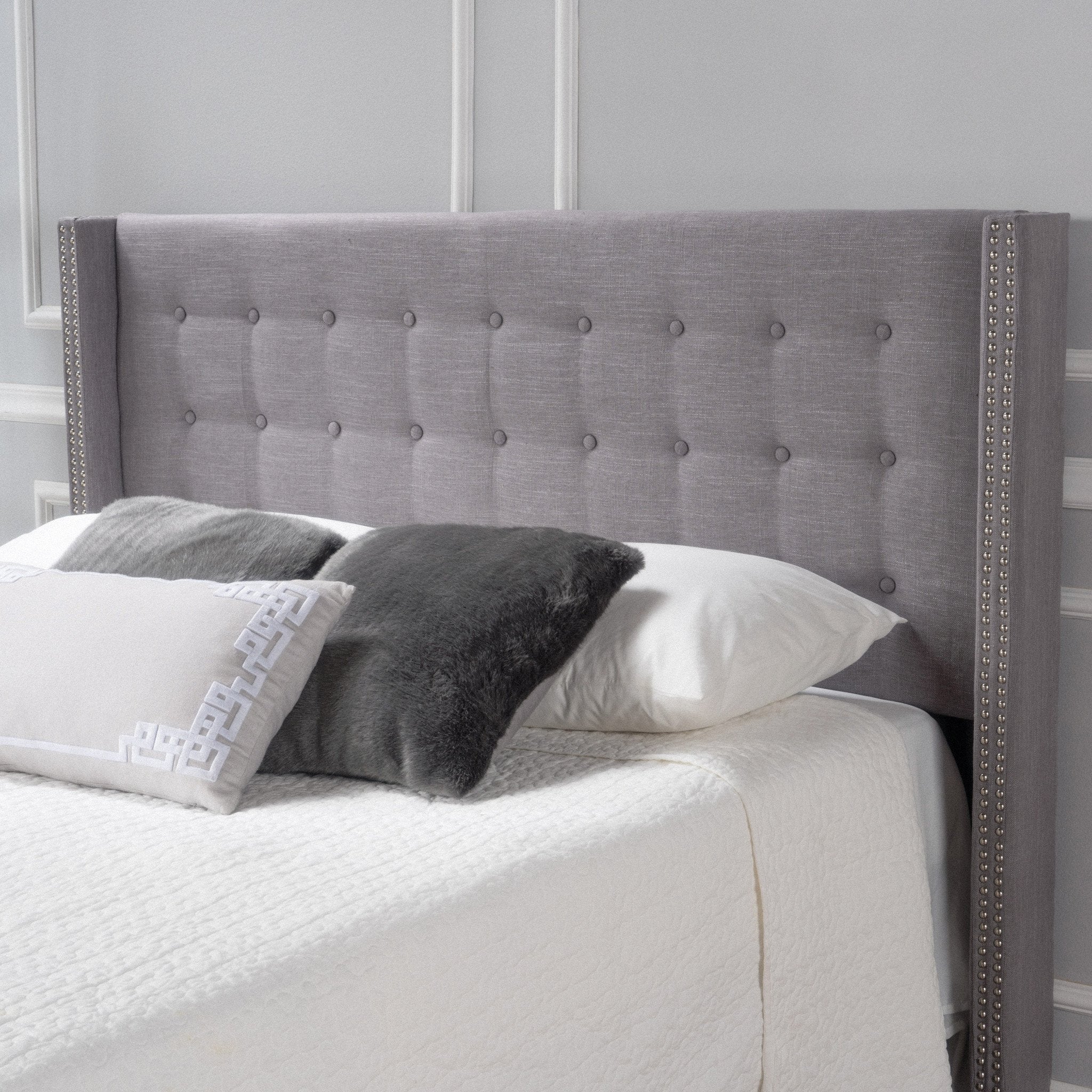 Josephine Contemporary Upholstered Queen Headboard w/ Button Tufting - furnishings