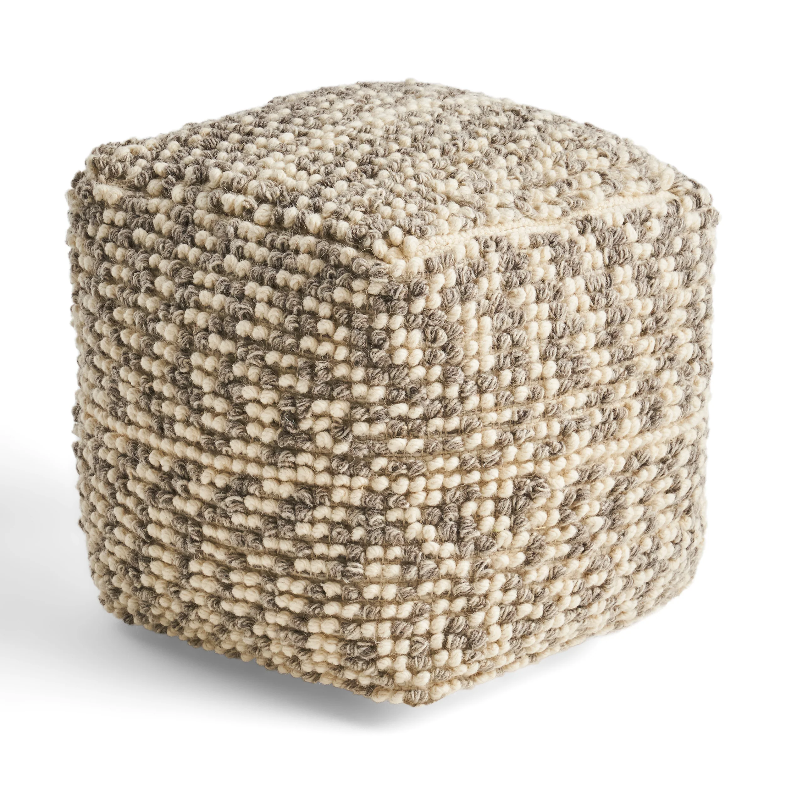 Zoriah Boho Wool and Cotton Ottoman Pouf - furnishings