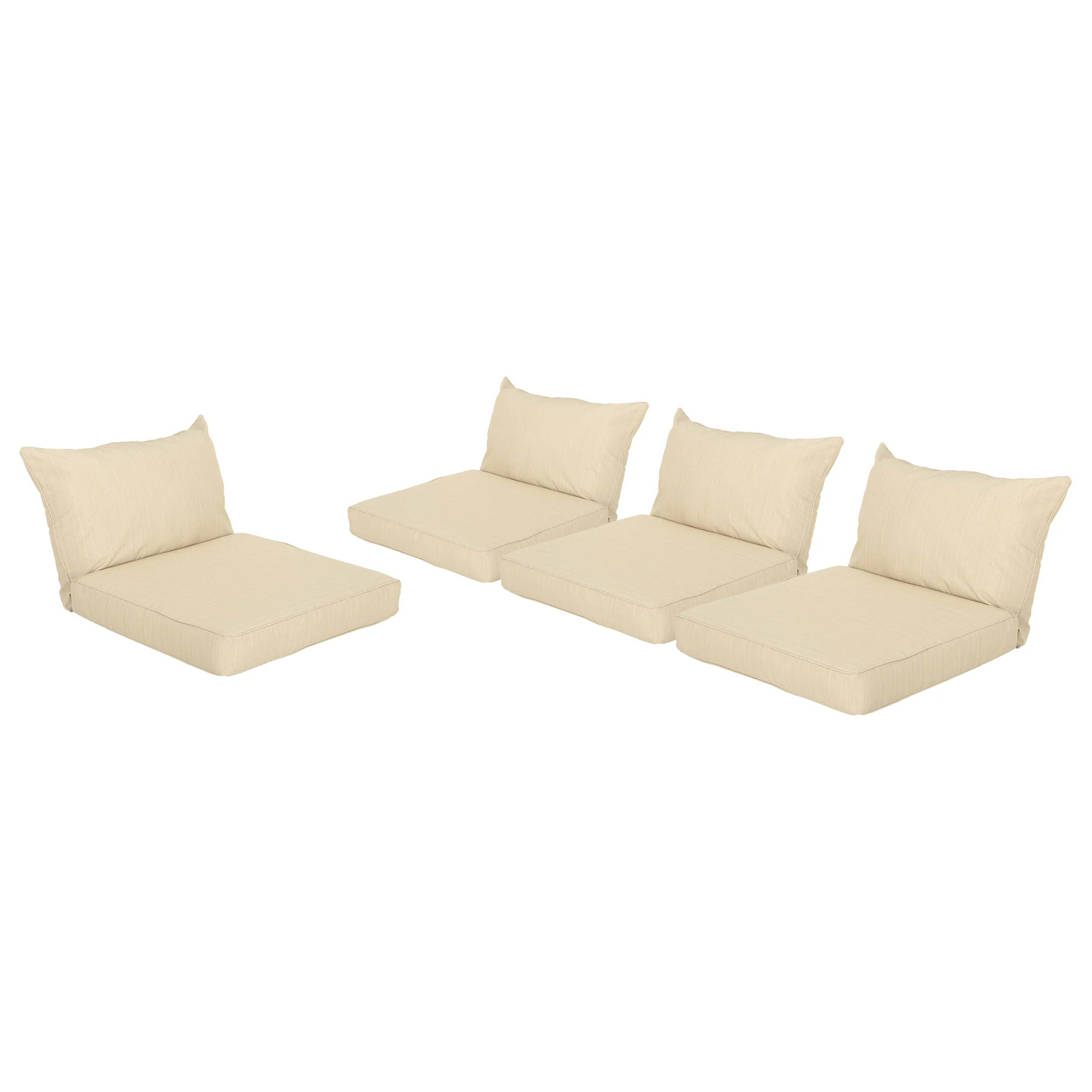 Luciella Outdoor Water Resistant Fabric Club Chair Cushions with Piping (Set of 4) - furnishings