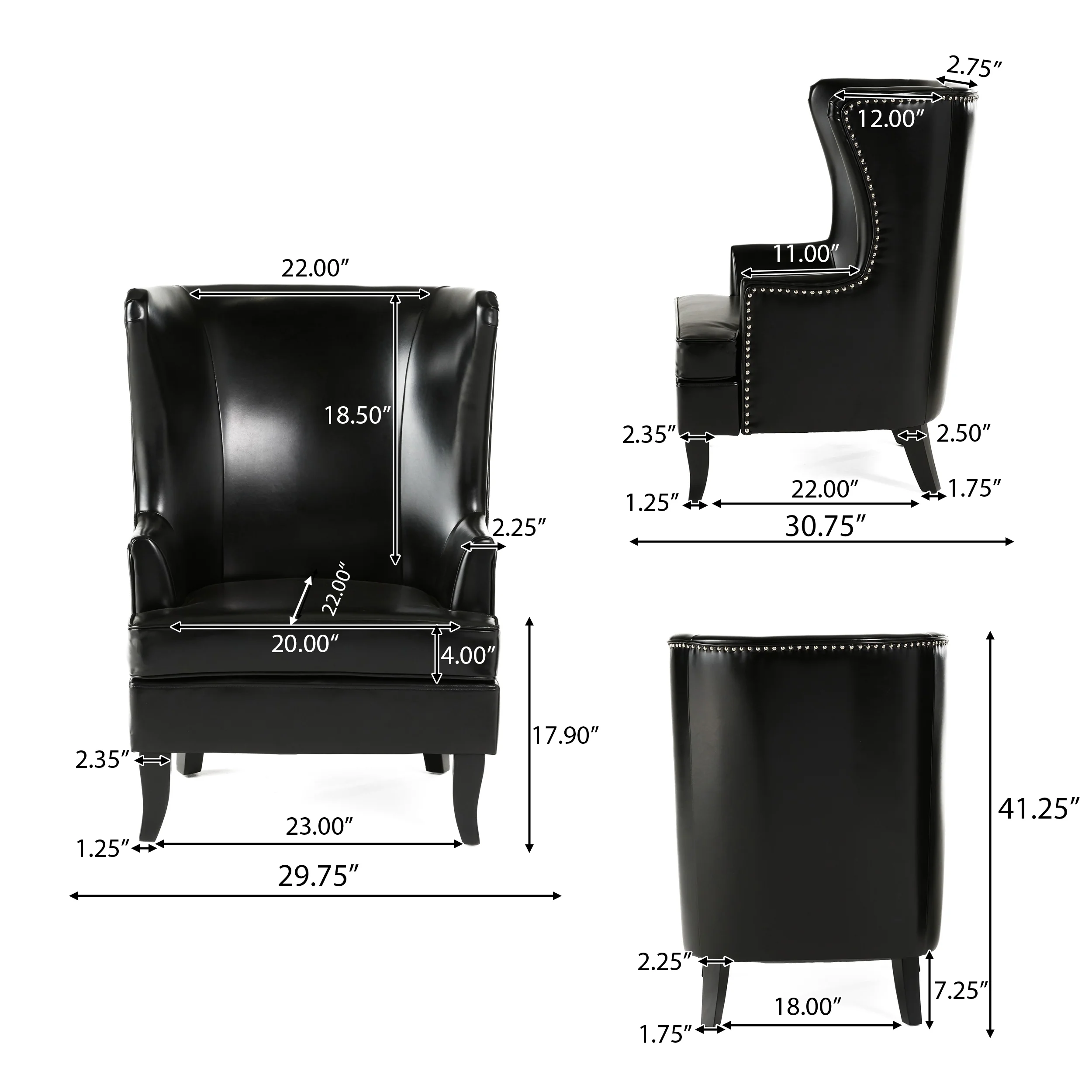 Jameson Leather High Back Wingback Armchair - furnishings