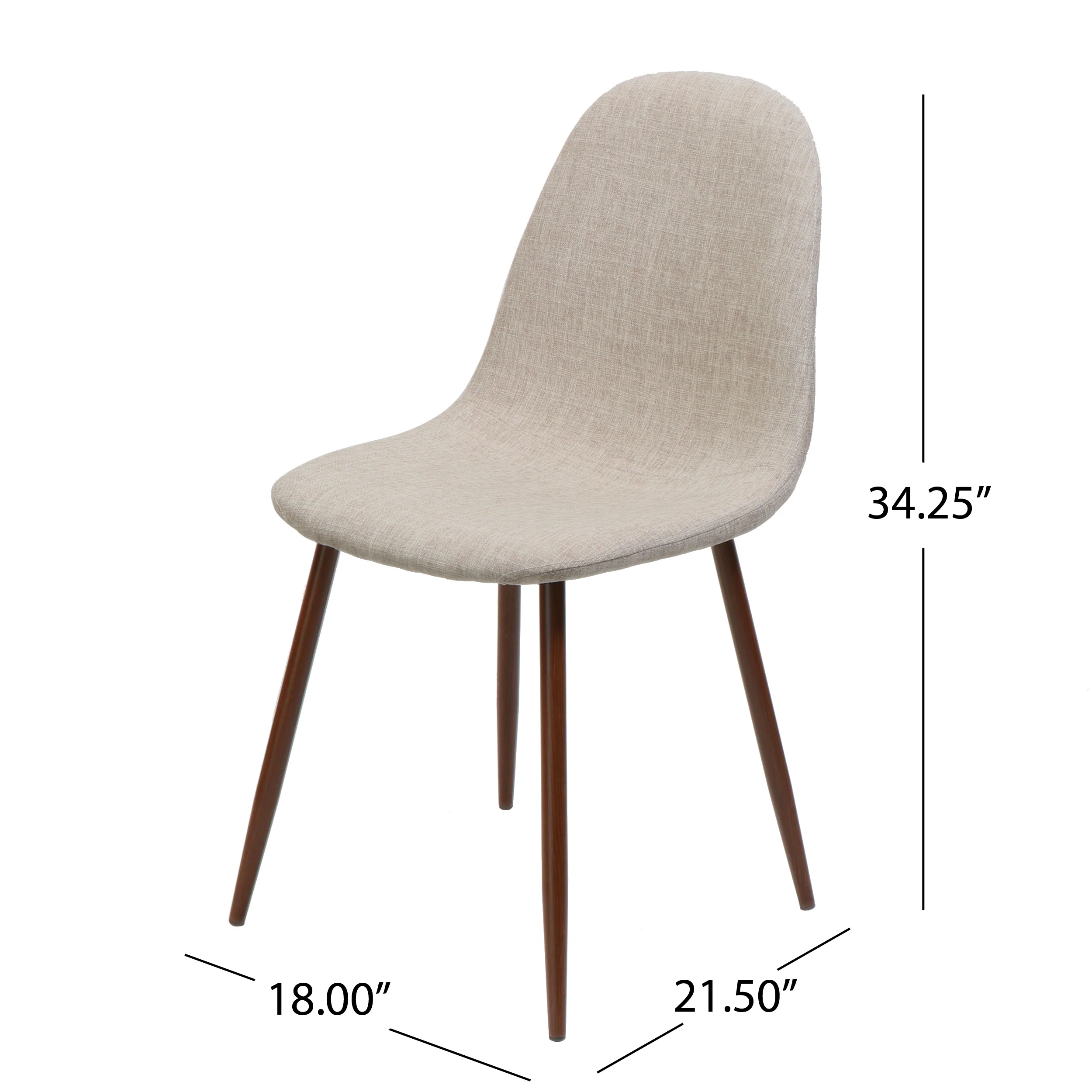 Sherdan Mid Century Fabric Dining Chairs with Wood Finished Legs - Set of 2 - furnishings
