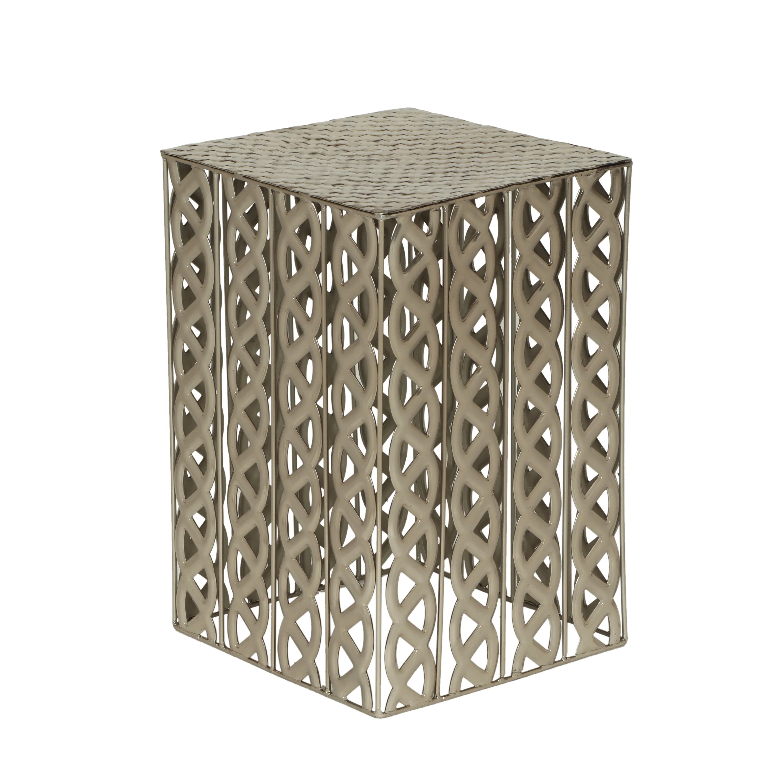 Valen Modern Square Iron Accent Table, Nickel Antique - furnishings