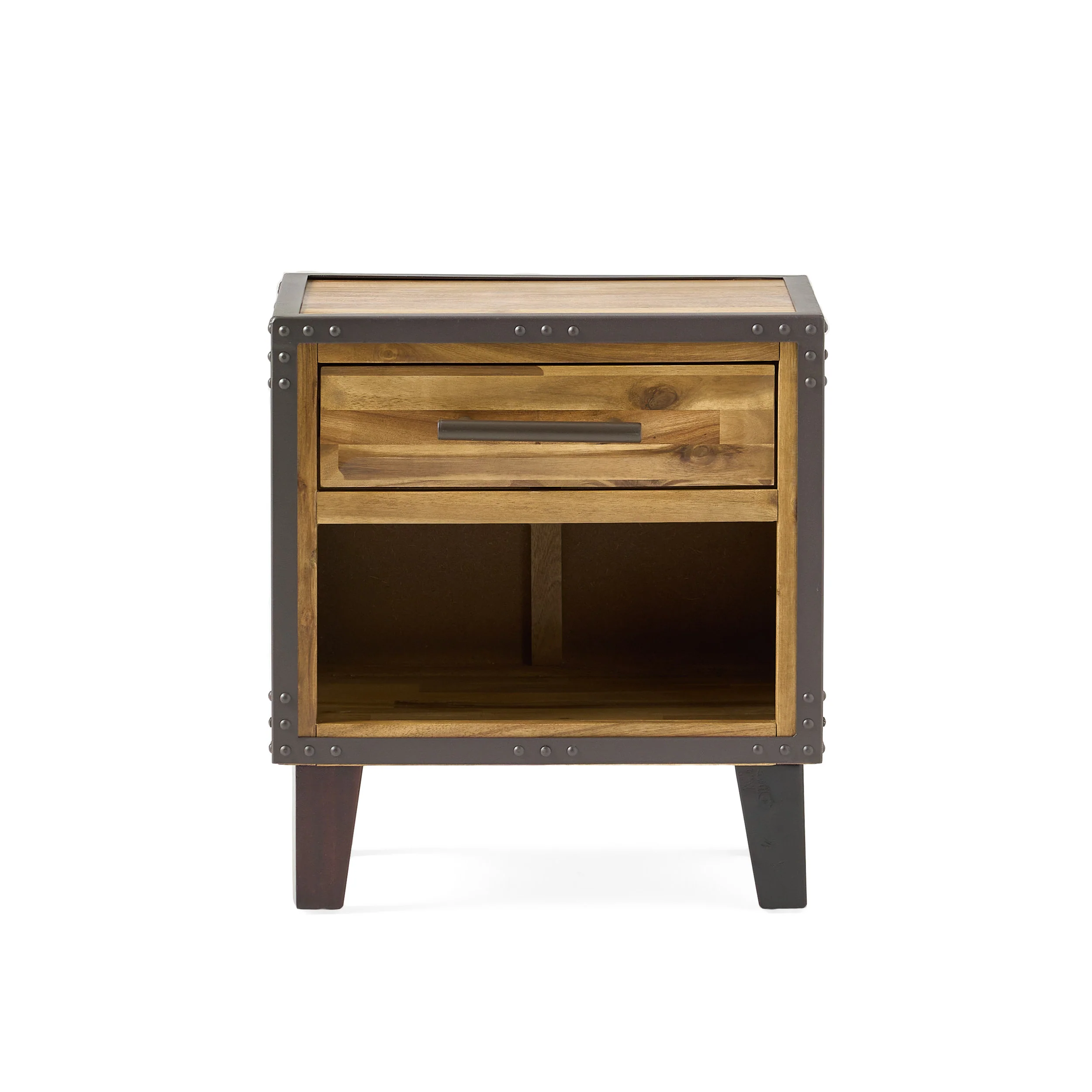 Glendora Industrial Solid Wood Single Drawer End Table Nightstand - furnishings