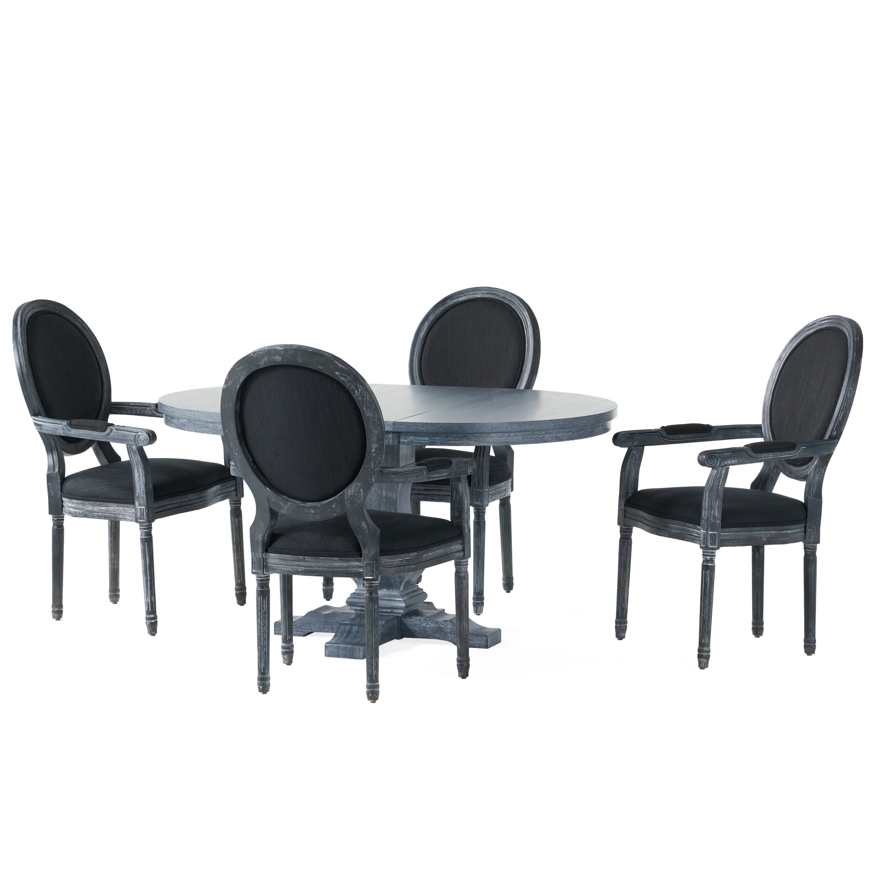 Aisenbrey French Country Wood 5-Piece Expandable Oval Dining Set - furnishings