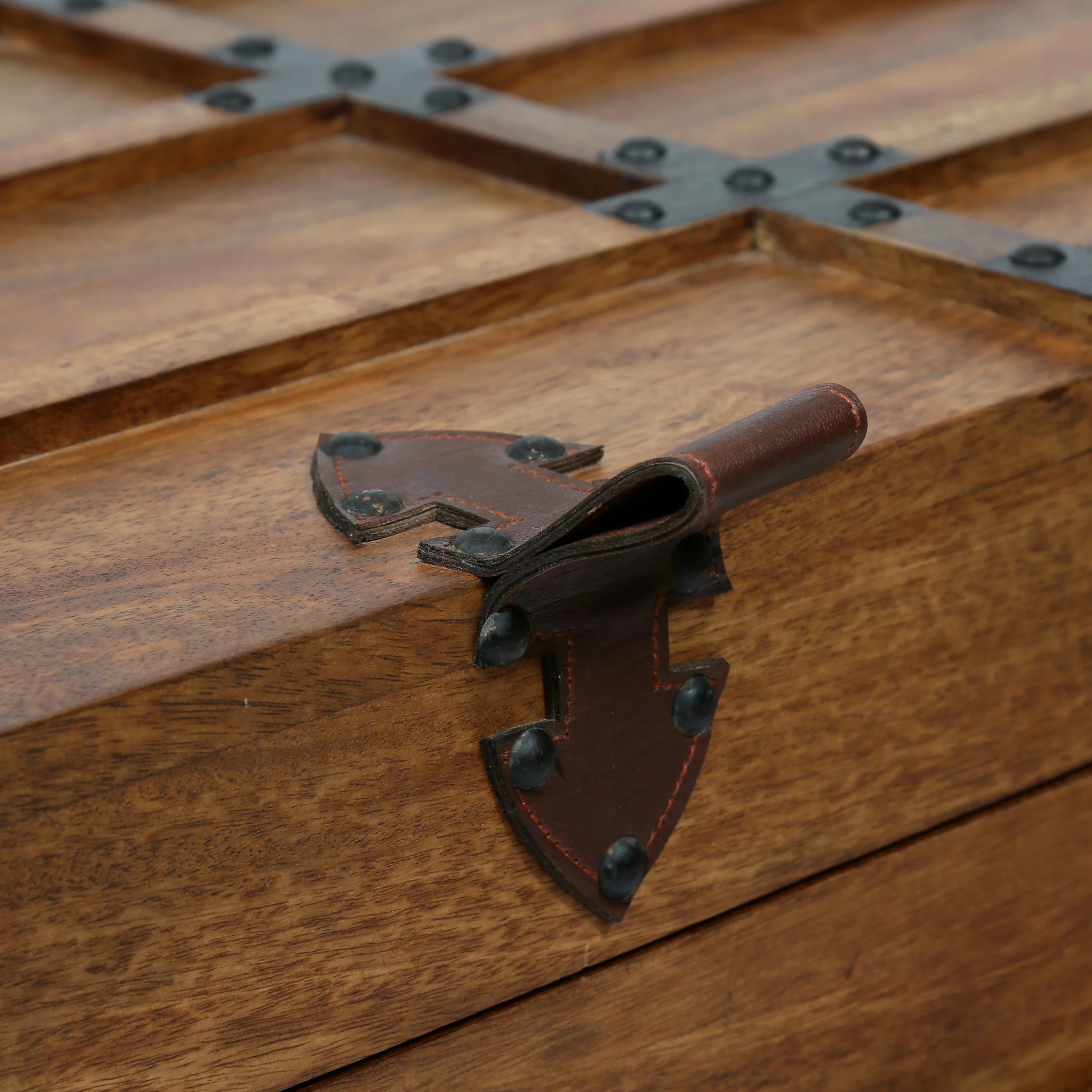 Stanton Handcrafted Boho Wood Storage Trunk with Latches - furnishings