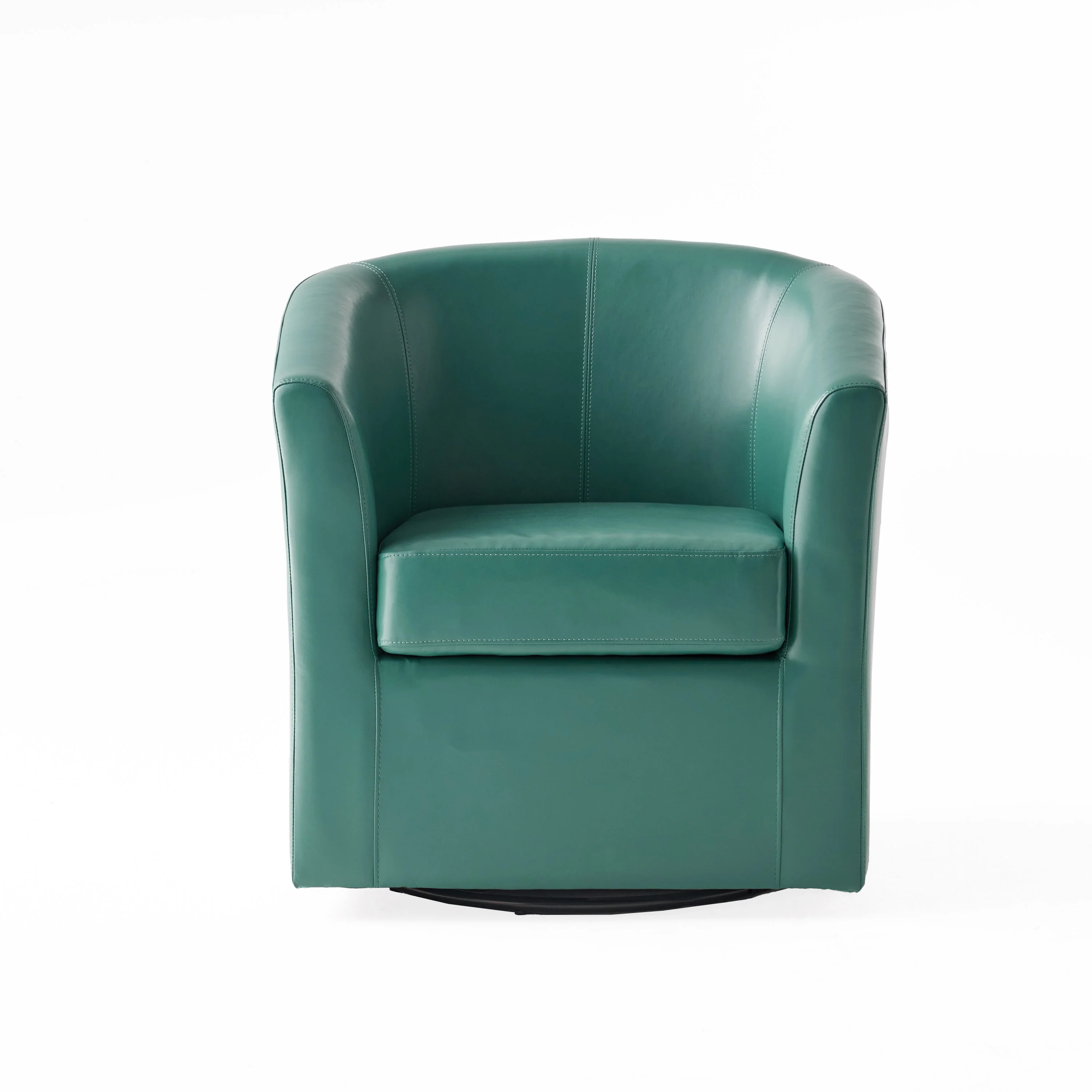 Corley Modern Upholstered Faux Leather Swivel Barrel Club Chair - furnishings