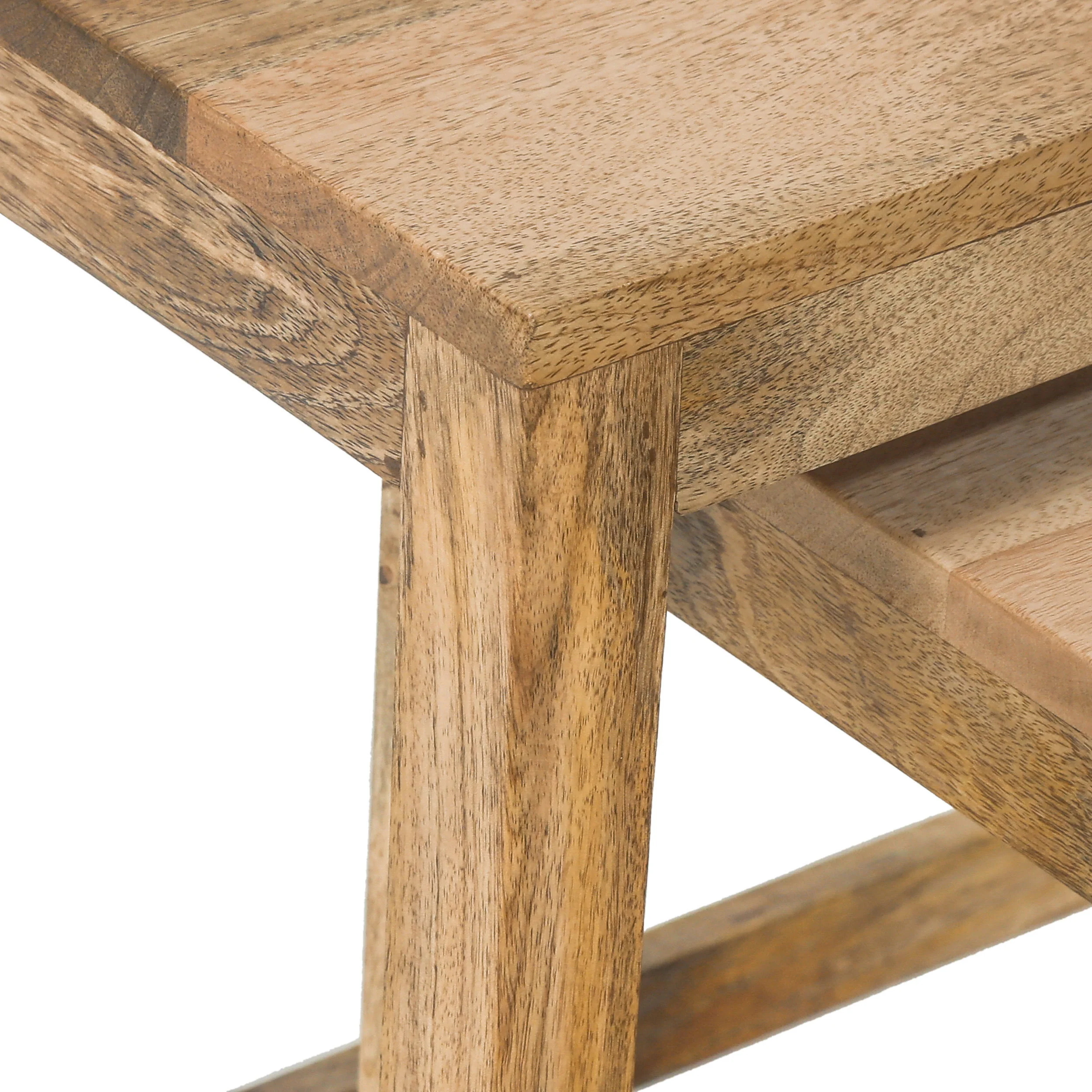 Farnum Rustic Handcrafted Mango Wood Nested Side Tables (Set of 3), Natural - furnishings