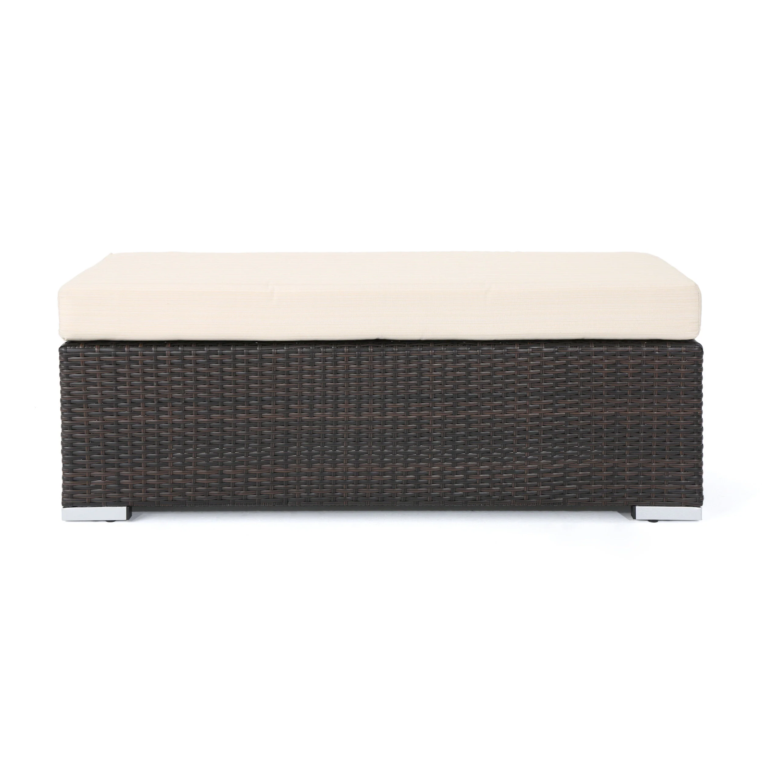 Santa Rosa Outdoor Wicker Bench with Water Resistant Cushion - furnishings