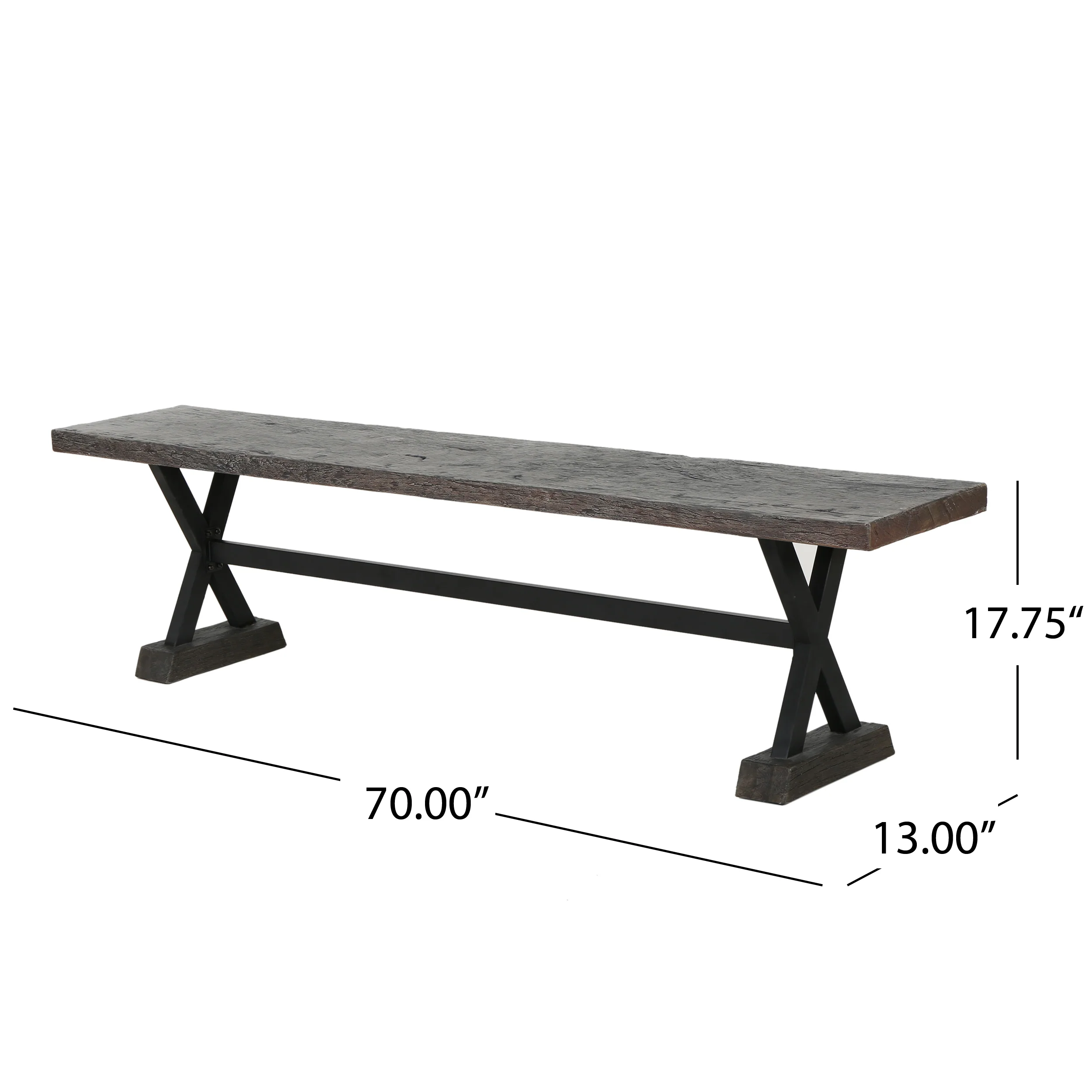 Cogna Farmhouse Brown and Black Lightweight Concrete Dining Benches (Set of 2) - furnishings