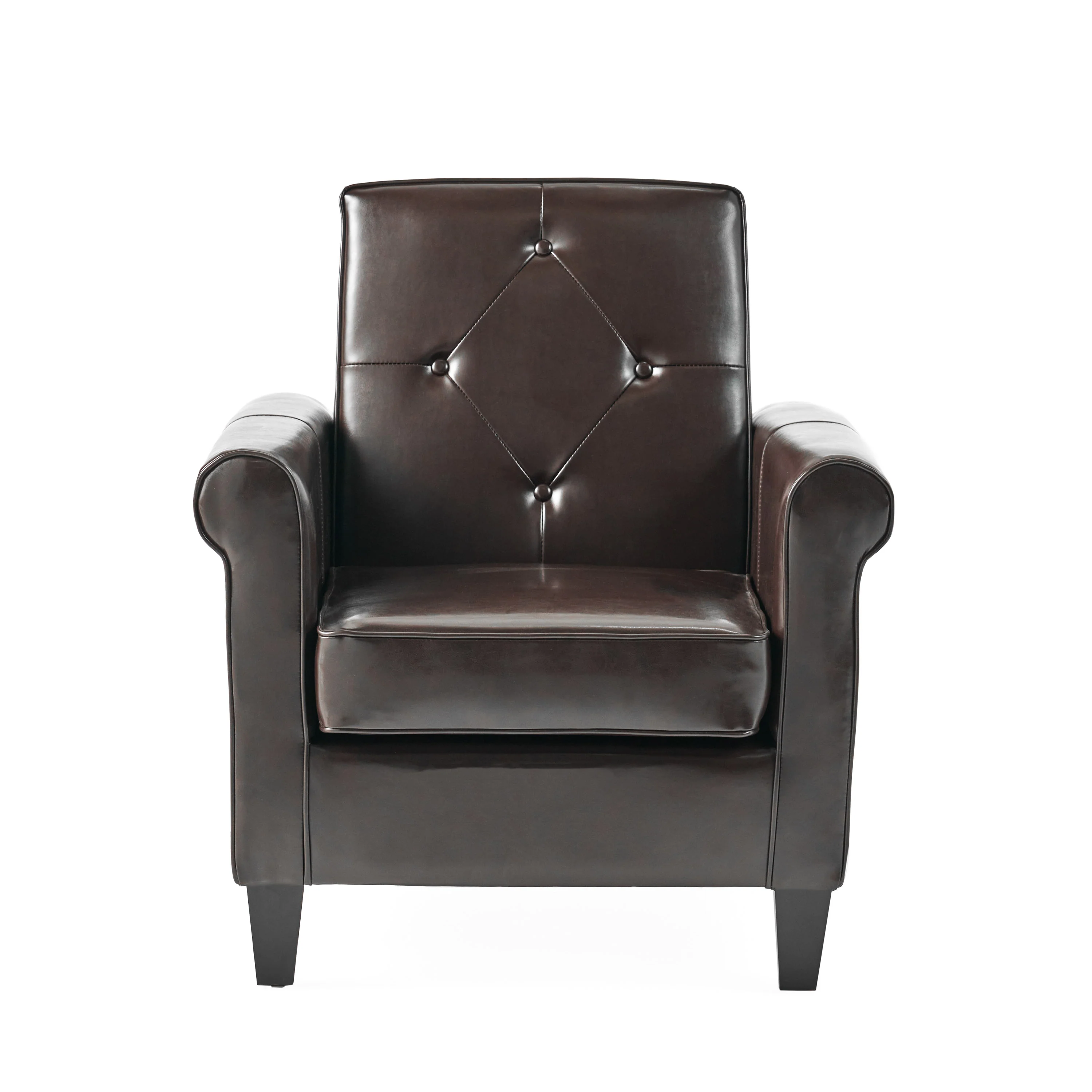 Barzini Brown Leather Club Chair - furnishings