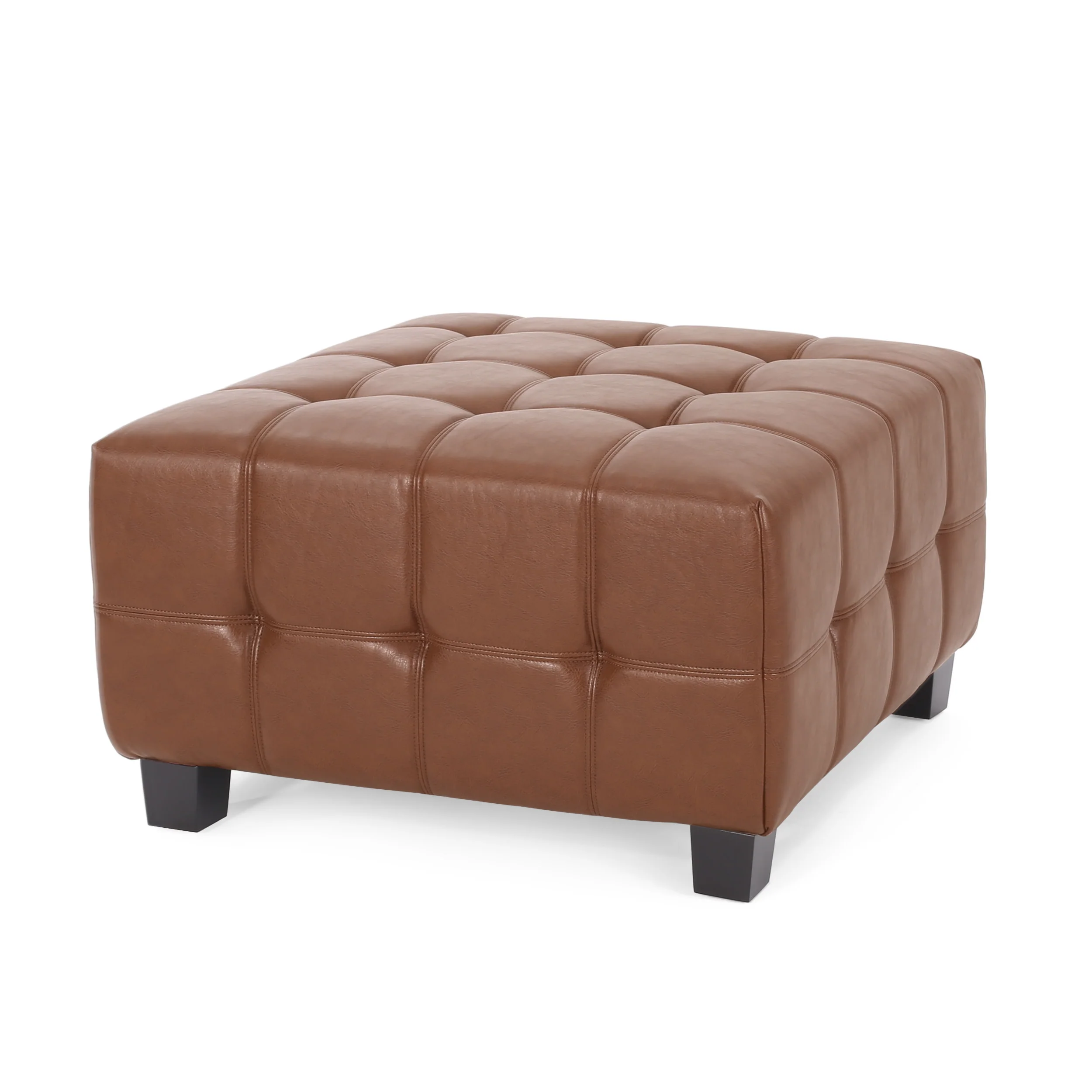 Littell Faux Leather Tufted Ottoman - furnishings