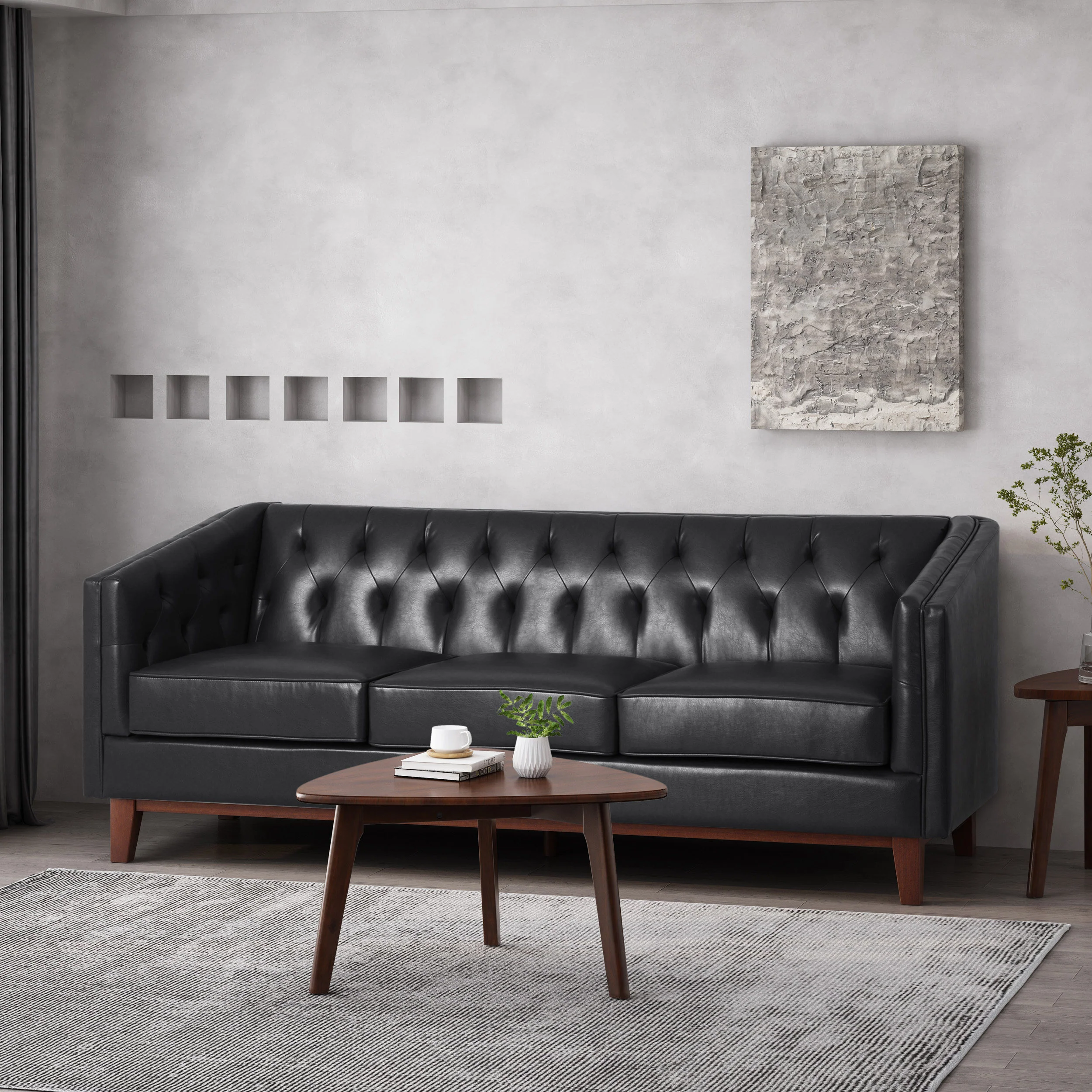 Colstrip Contemporary Upholstered 3 Seater Sofa - furnishings