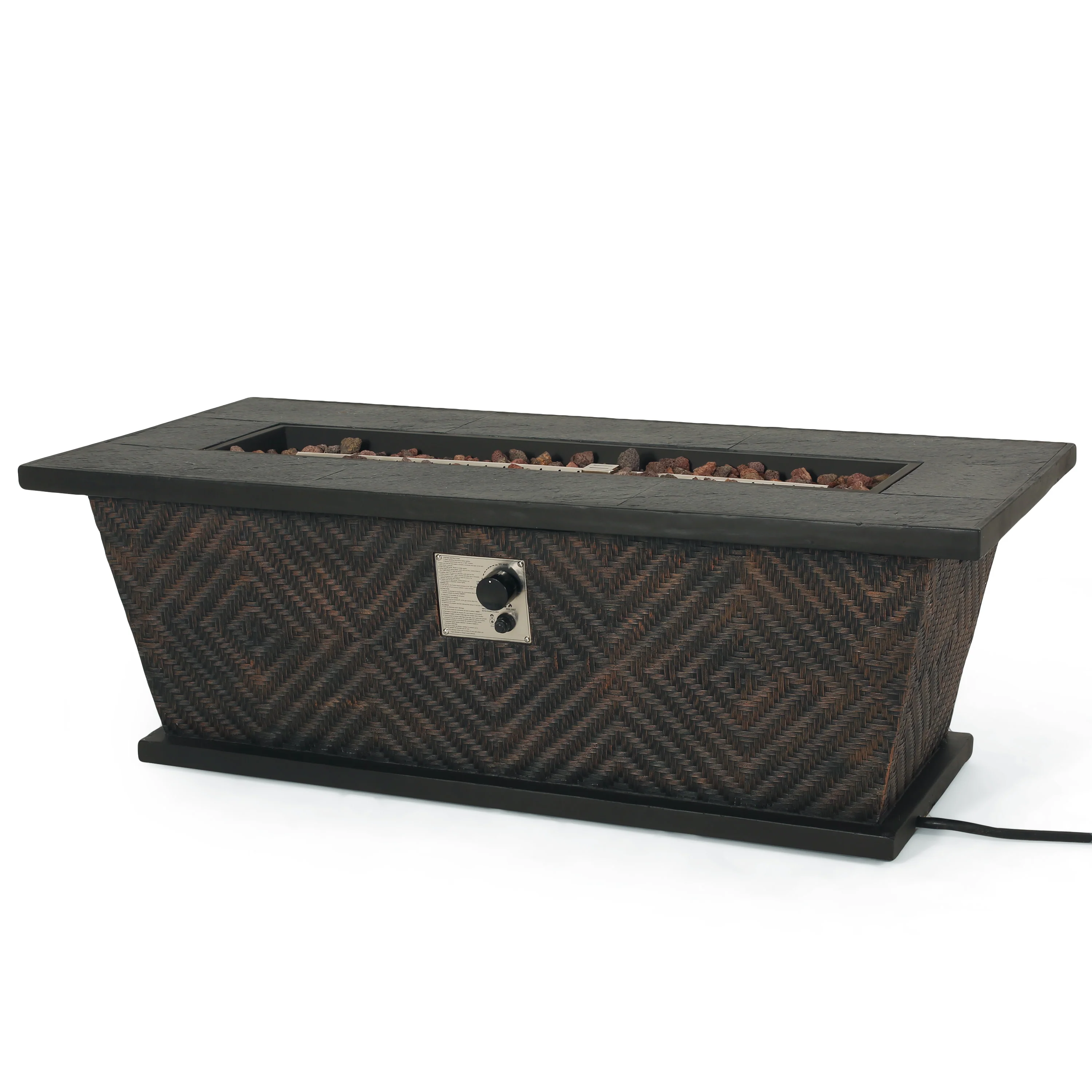 La Jolla Outdoor 50,000 BTU Lightweight Concrete Rectangular Fire Pit (No Tank Holder), Brown - furnishings