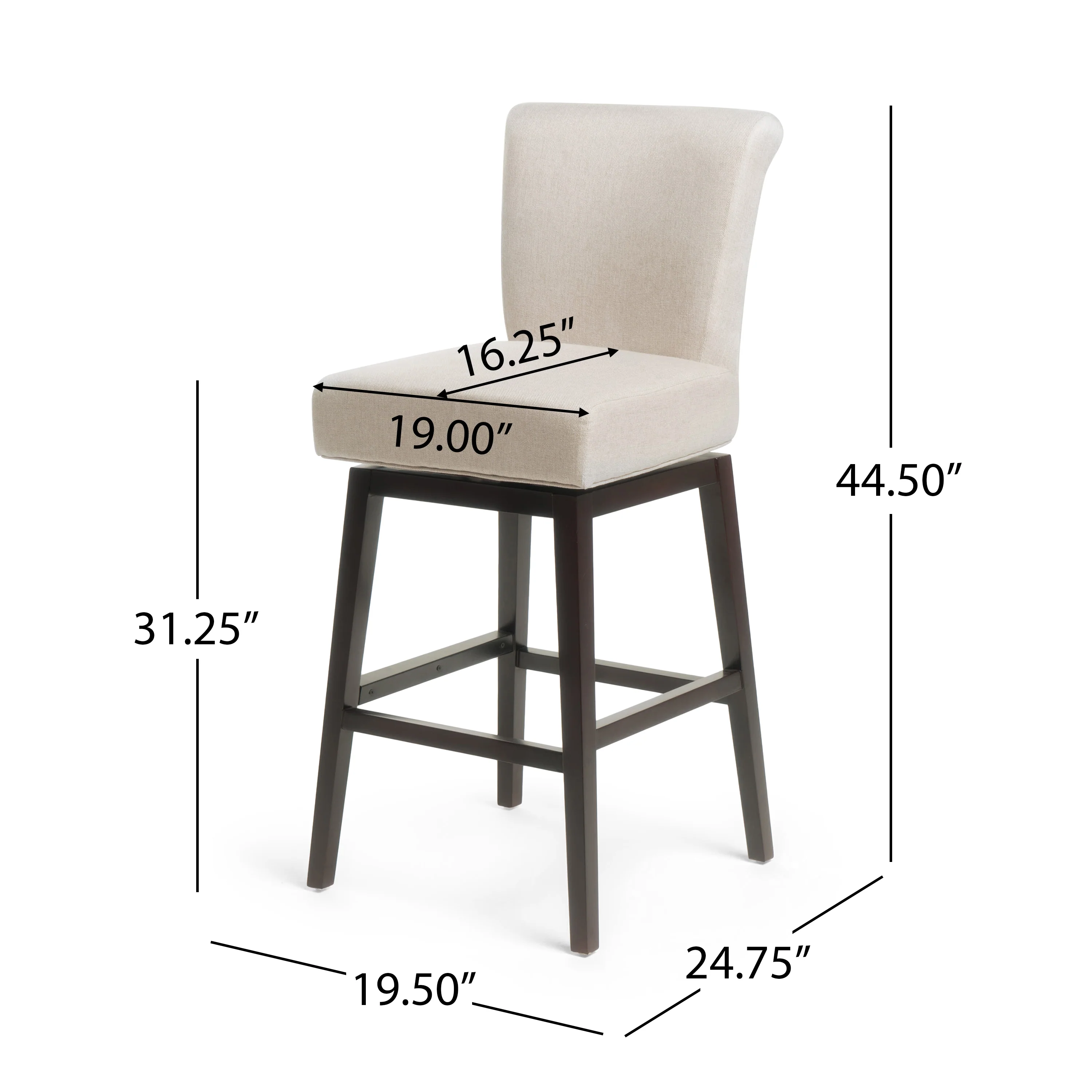 Tristan 32-Inch Wheat Fabric Swivel Barstool - furnishings
