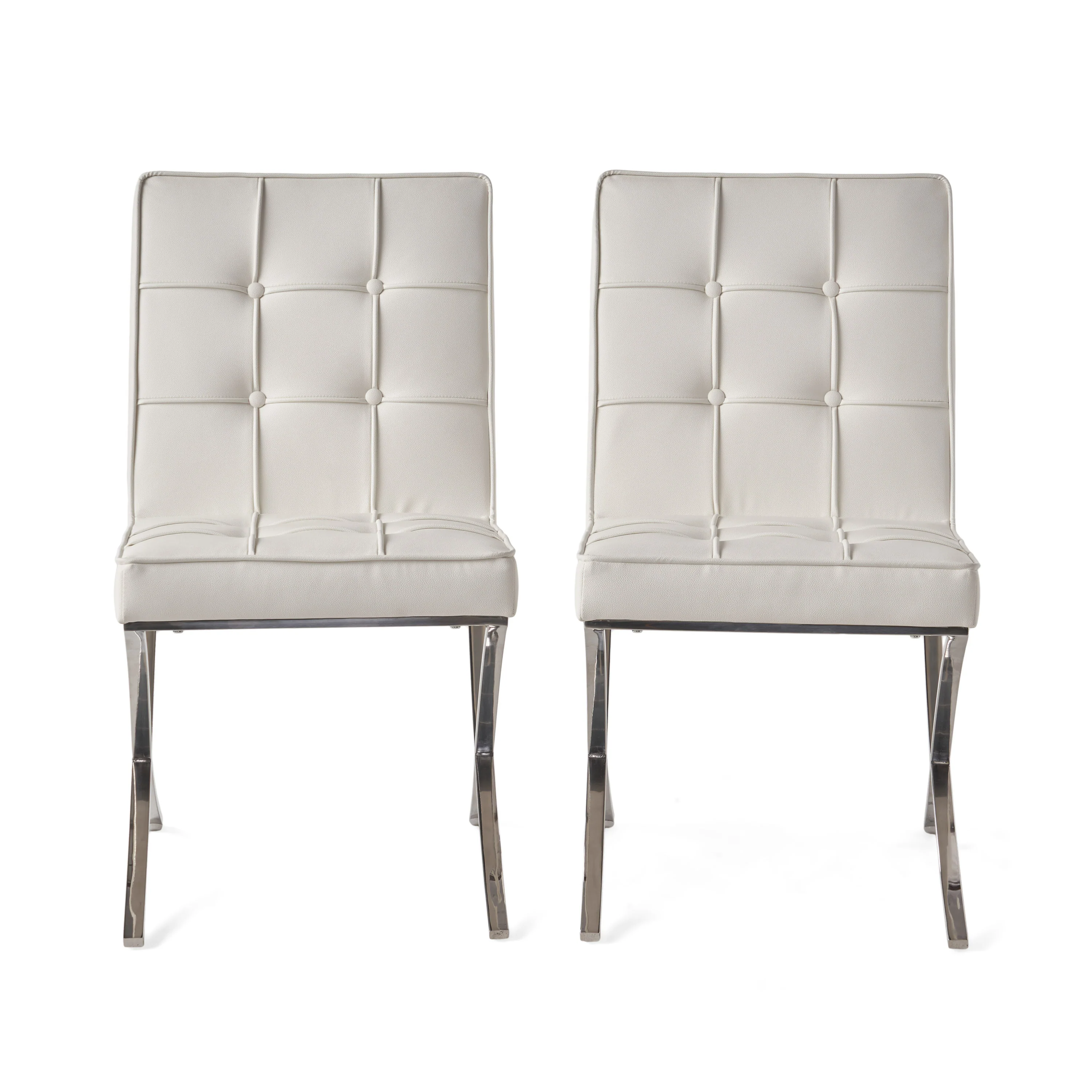 Pandora Modern Design White Leather Dining Chairs (set of 2) - furnishings